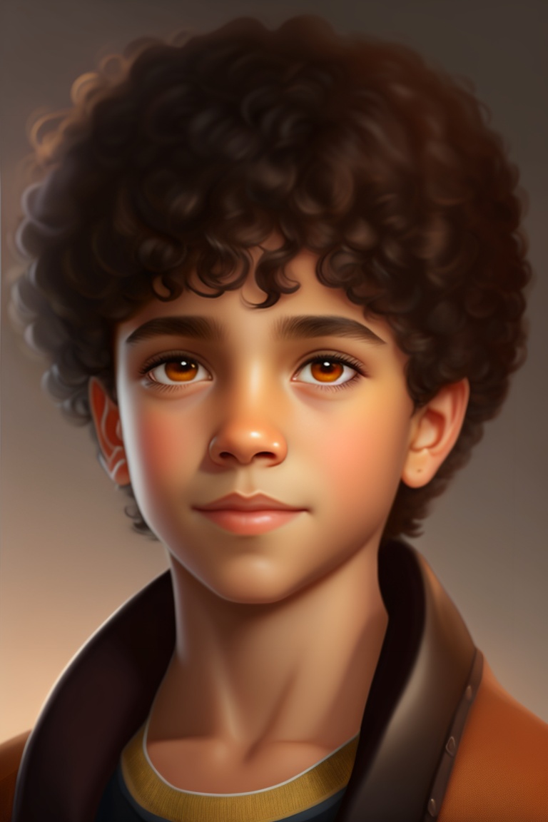 Lexica A Boy With Short Black Curly Hair With Brown Eyes Relatively