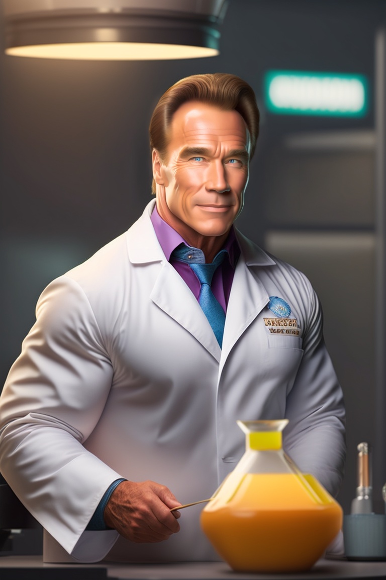 Lexica Arnold Schwarzenegger Wearing A Scientist S Lab Coat