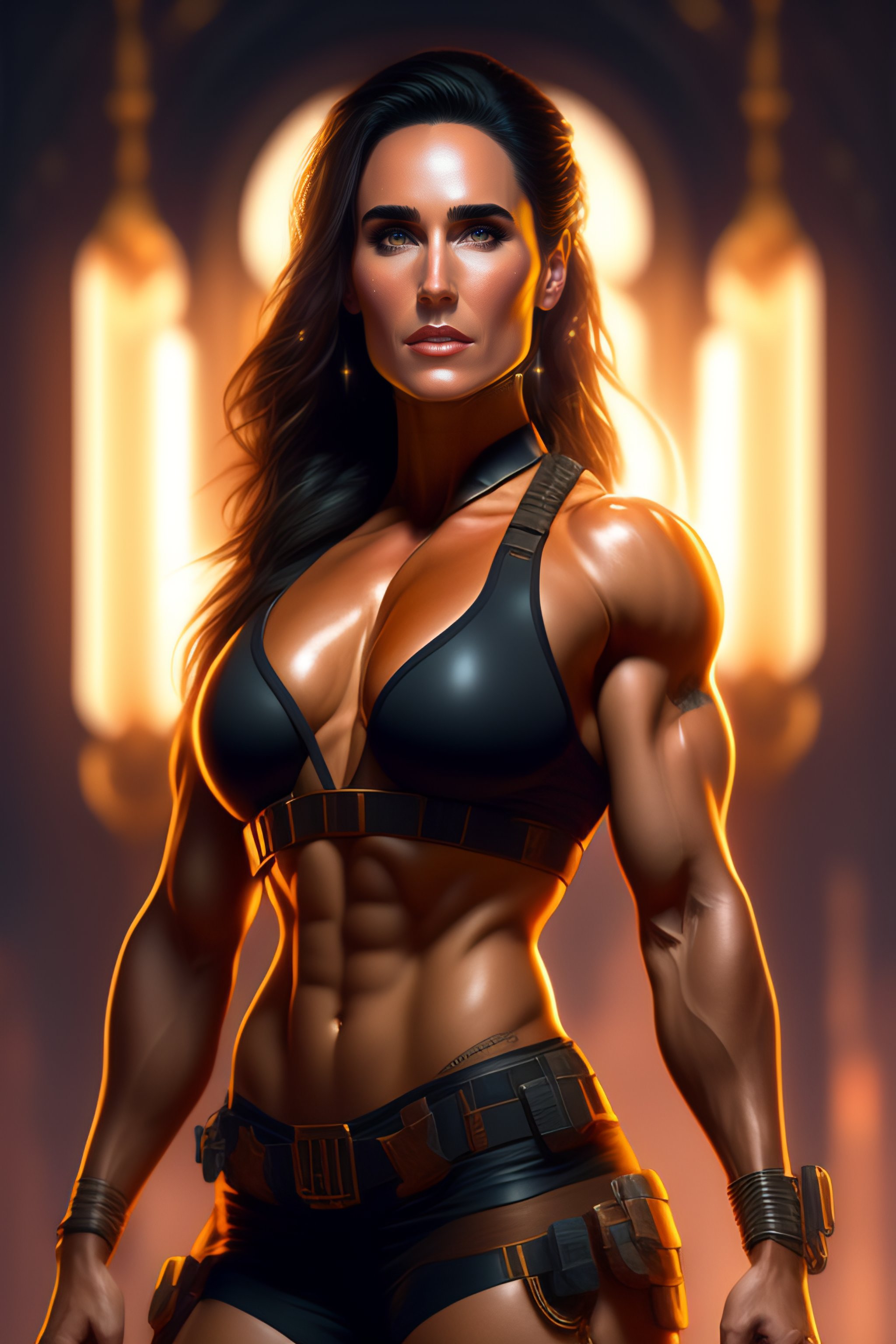 Lexica Full Body Portrait Of Muscular Jennifer Connelly As Lara Croft