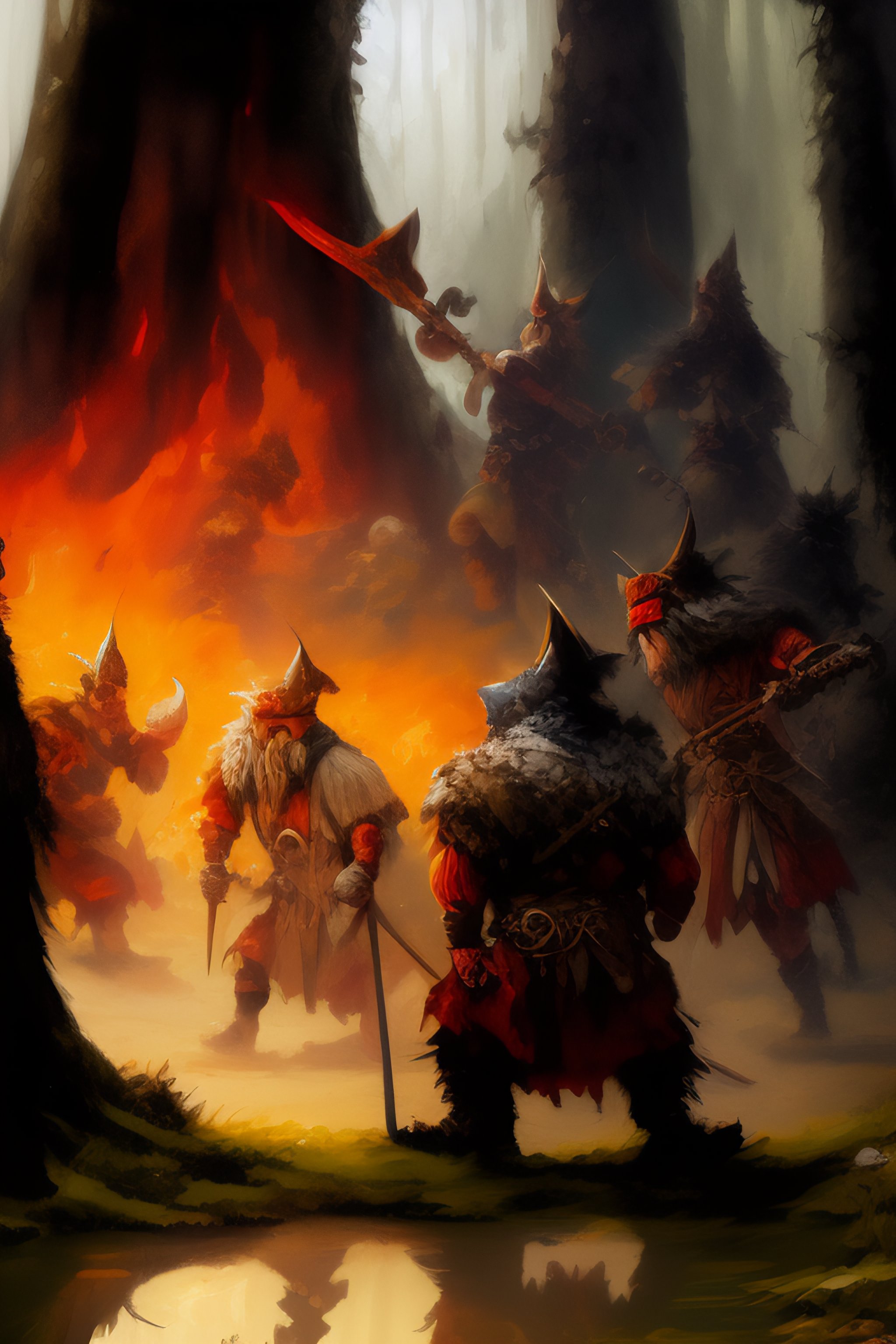 Lexica A Group Of Dwarf Berserkers Fighting Goblins Warriors In The