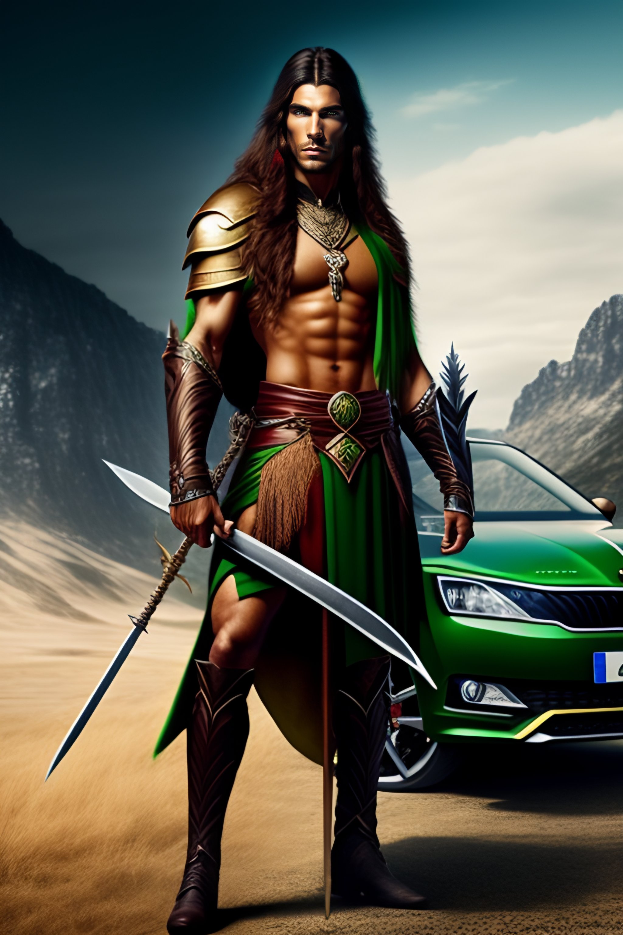 Lexica Male Slender Muscular Elven Ranger With Long Hair In Front Of