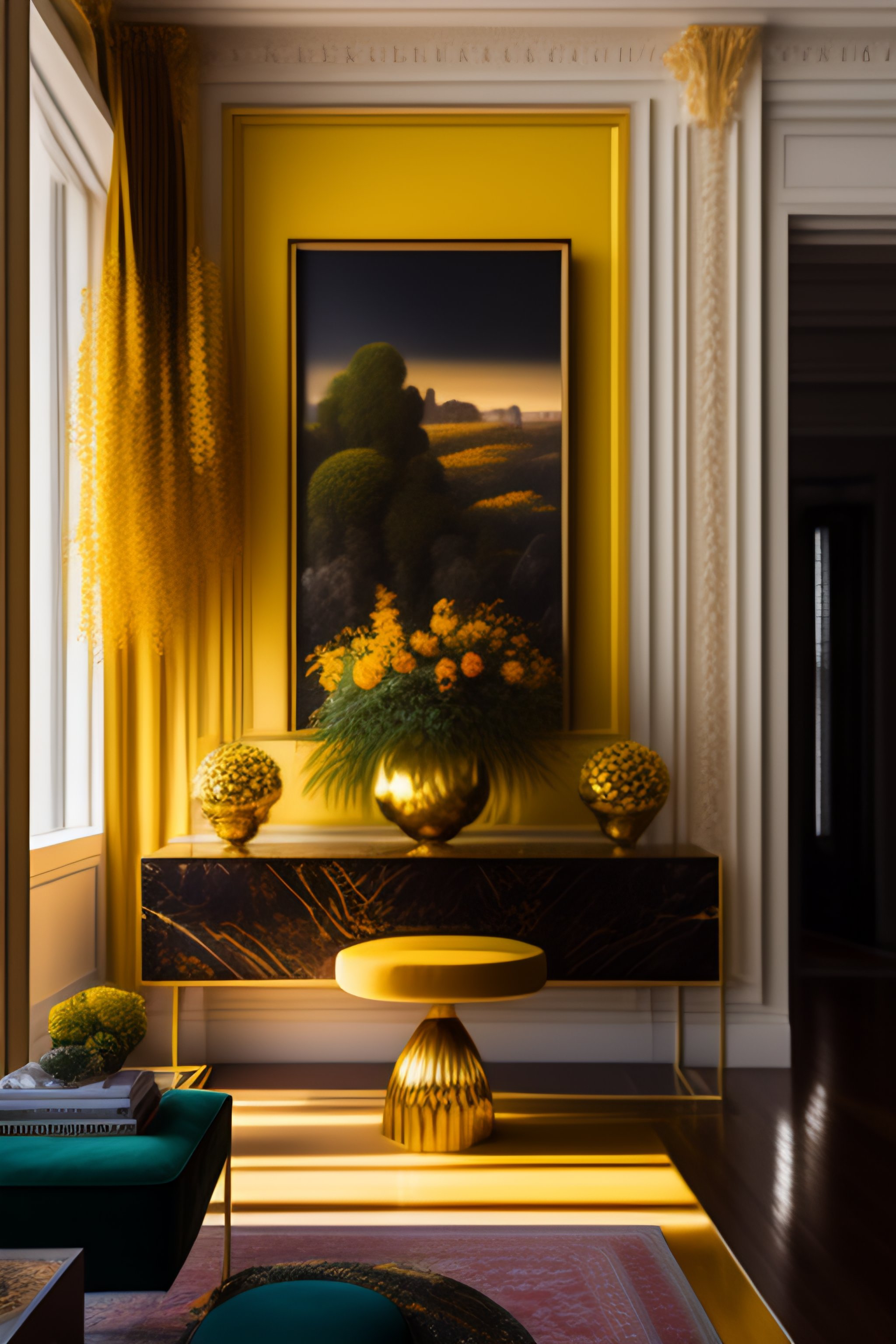 Lexica Architectural Digest Photo Of A Maximalist Yellow Living Room