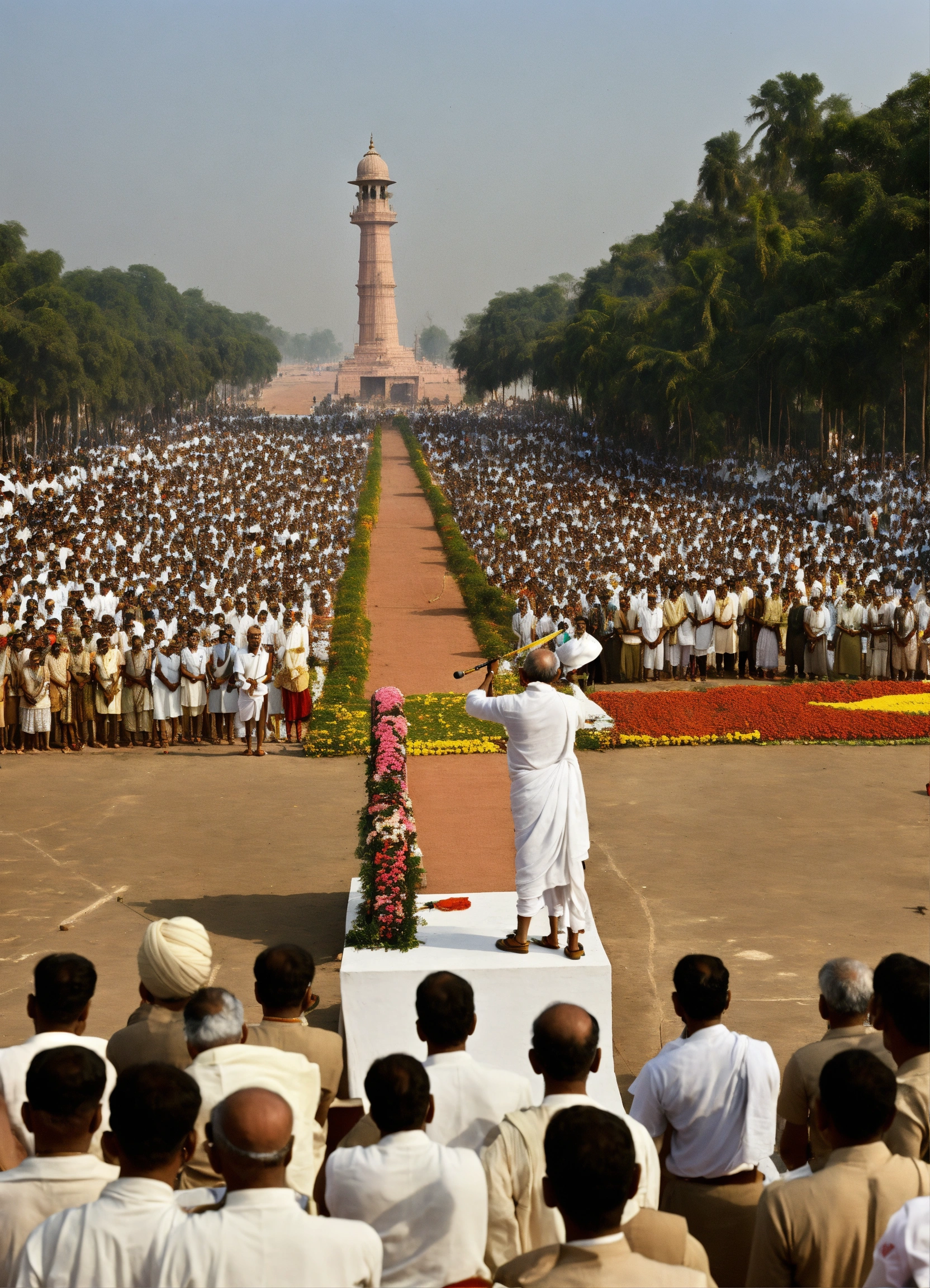 Lexica Mahatma Gandhi Is Leading A Speech In Front Of His Supporters