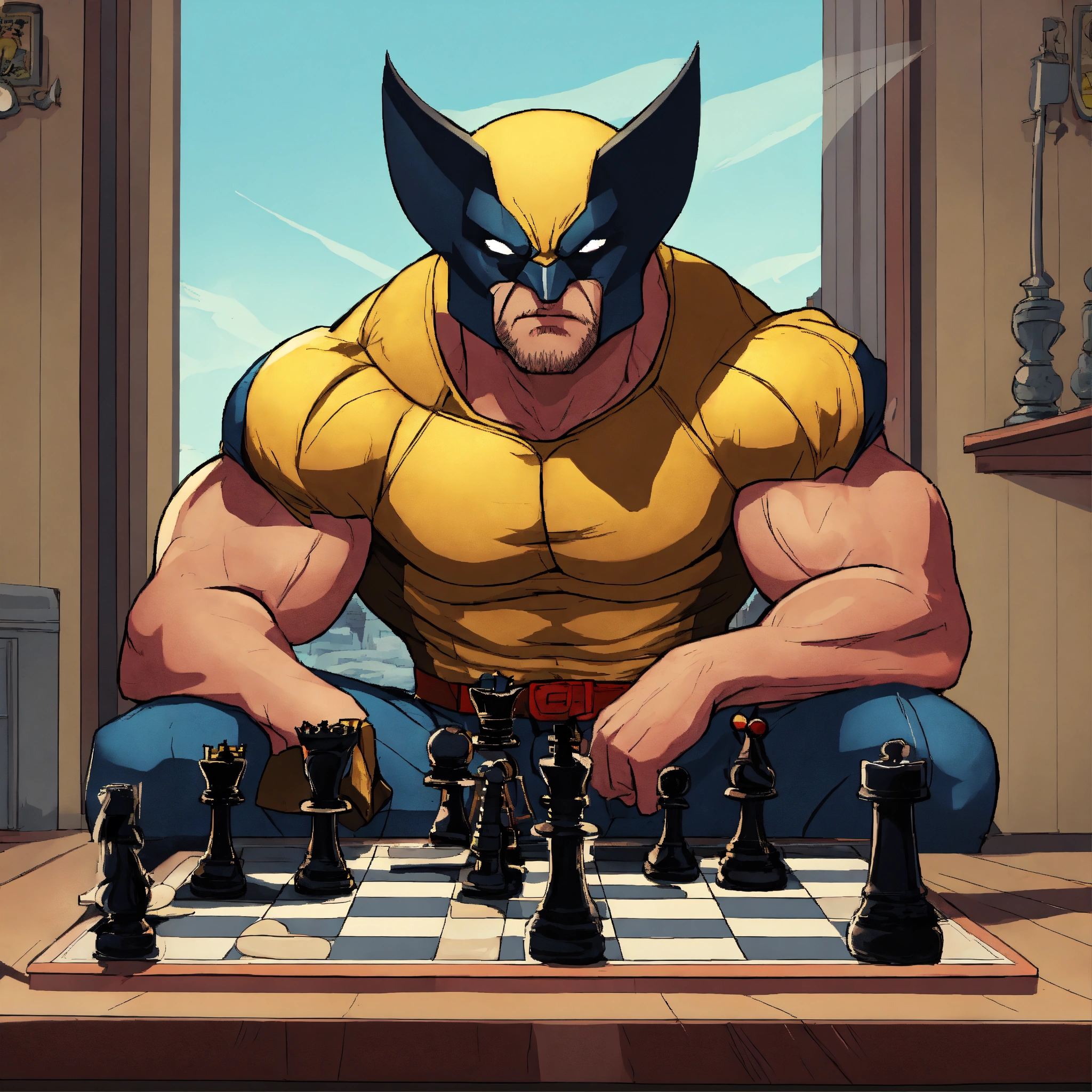 Lexica Wolverine Playing Chess Cartoon Style