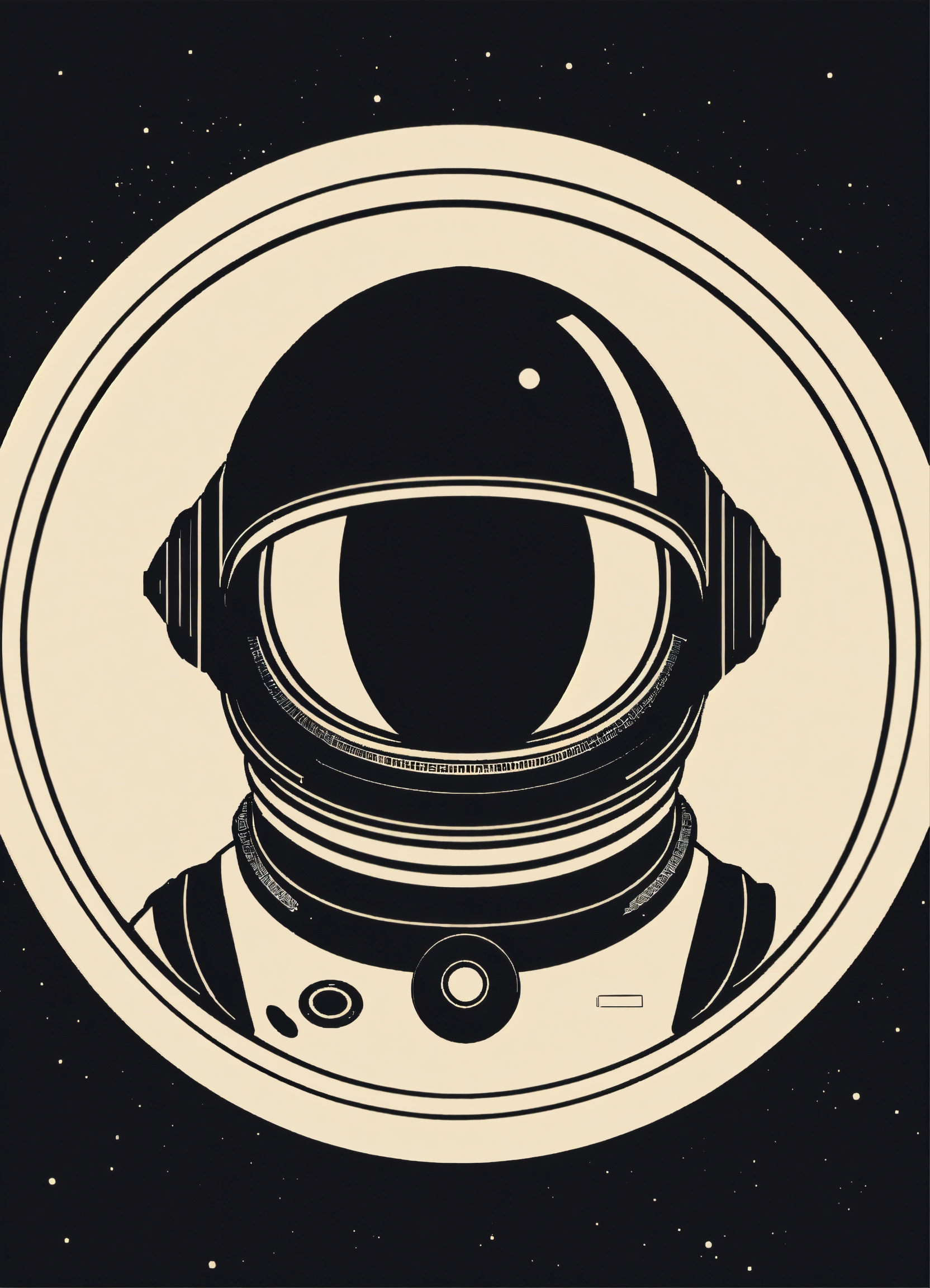 Lexica Space Helmet With Saturns Rings Round It Simple Black White