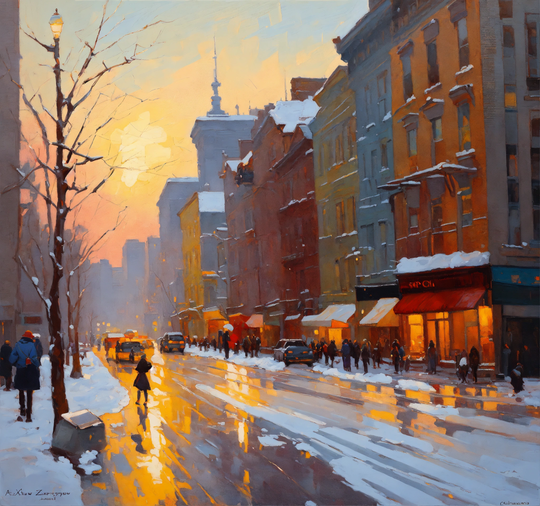 Lexica New York Gray Colors Winter Breathtaking Oil Painting By