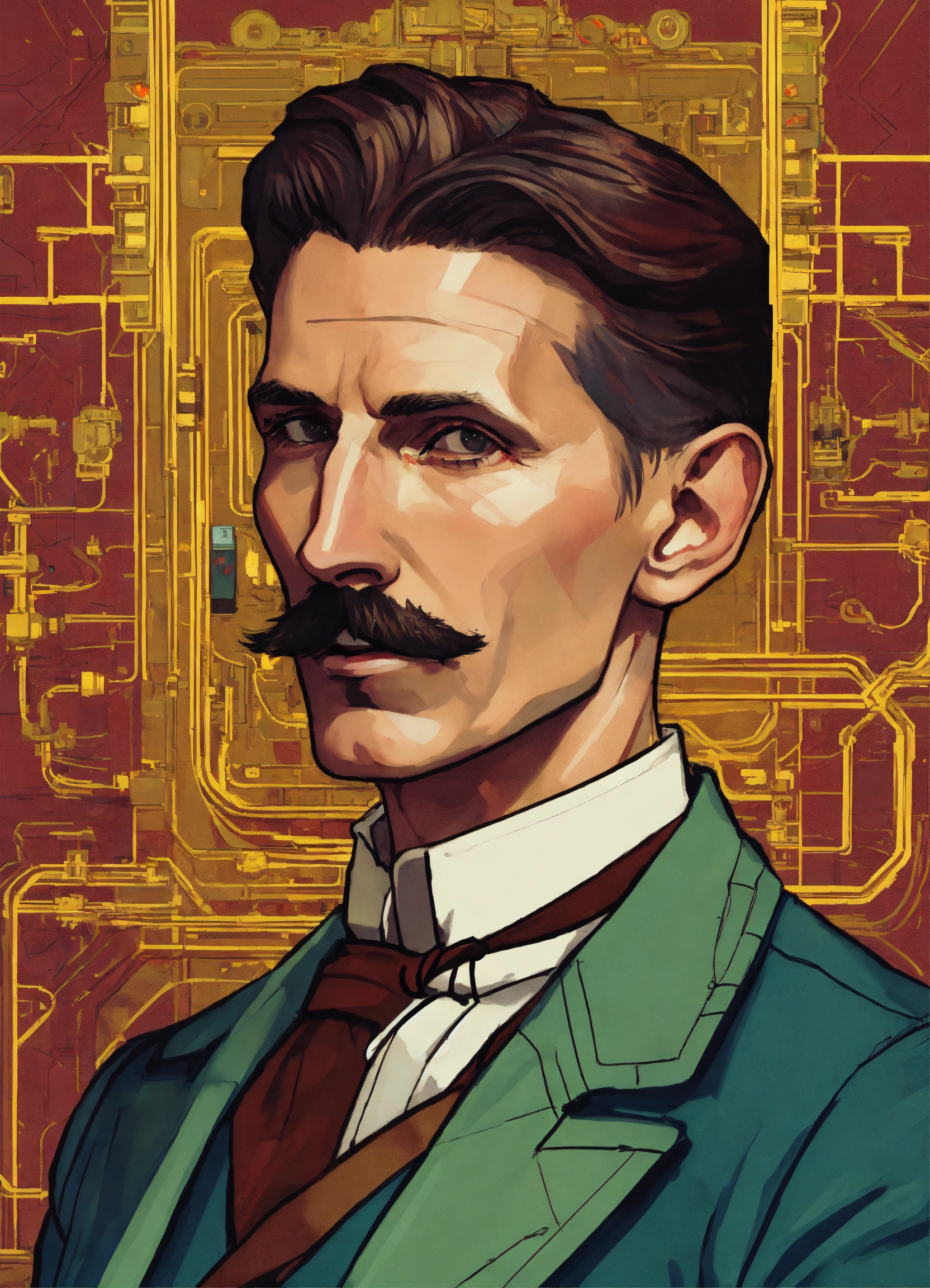 Lexica Portrait Of Cyberpunk Nikola Tesla Directed By Wes Anderson