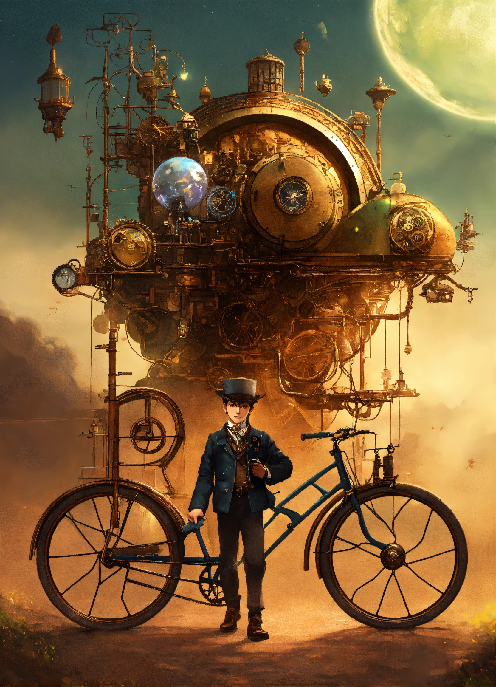 Lexica Arte Digital Steampunk De Um Menino Andando De Bicicleta No Espa O