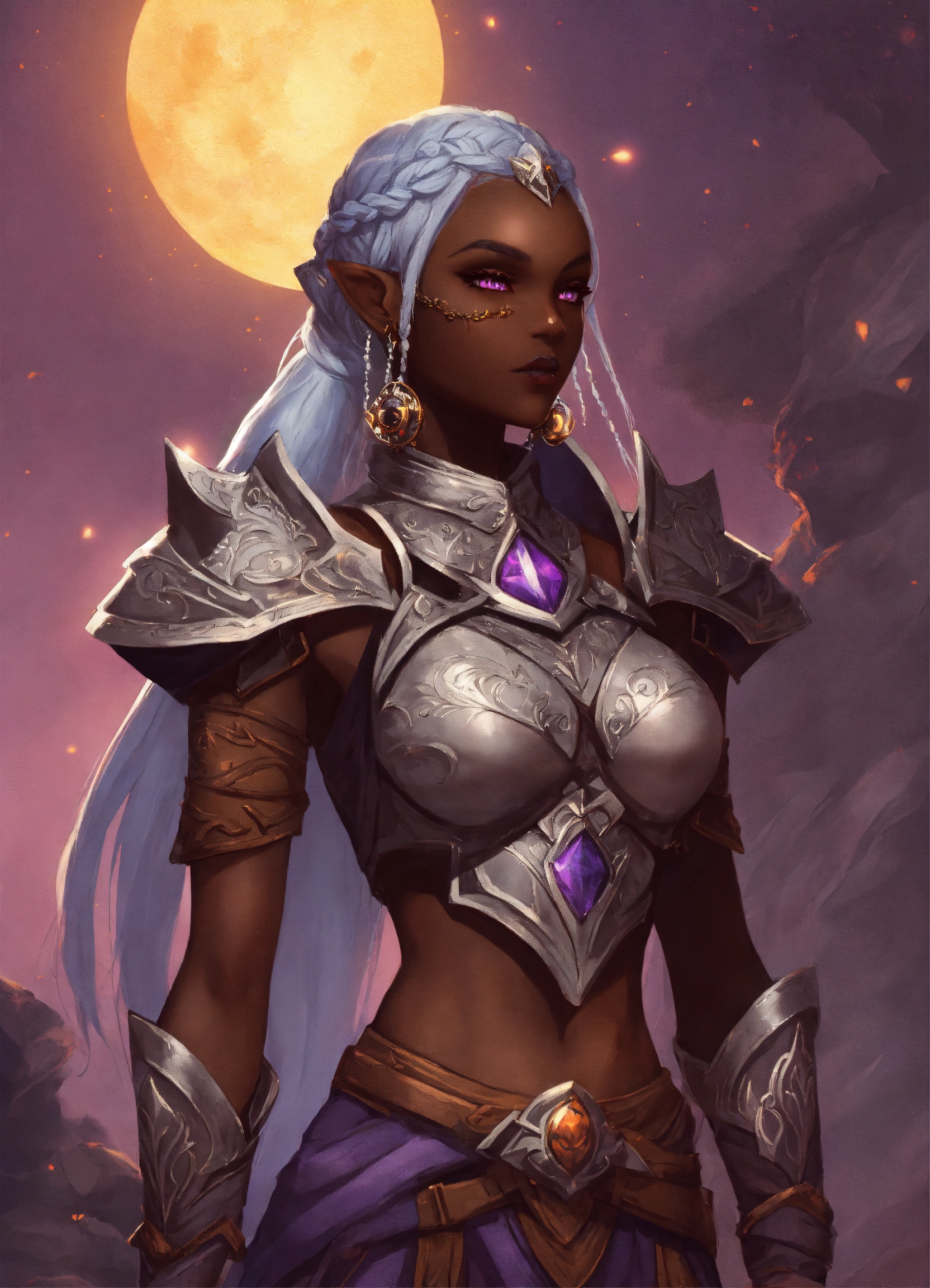 Lexica A Beautiful Drow Woman In Sun Themed Armor She Has Braids And