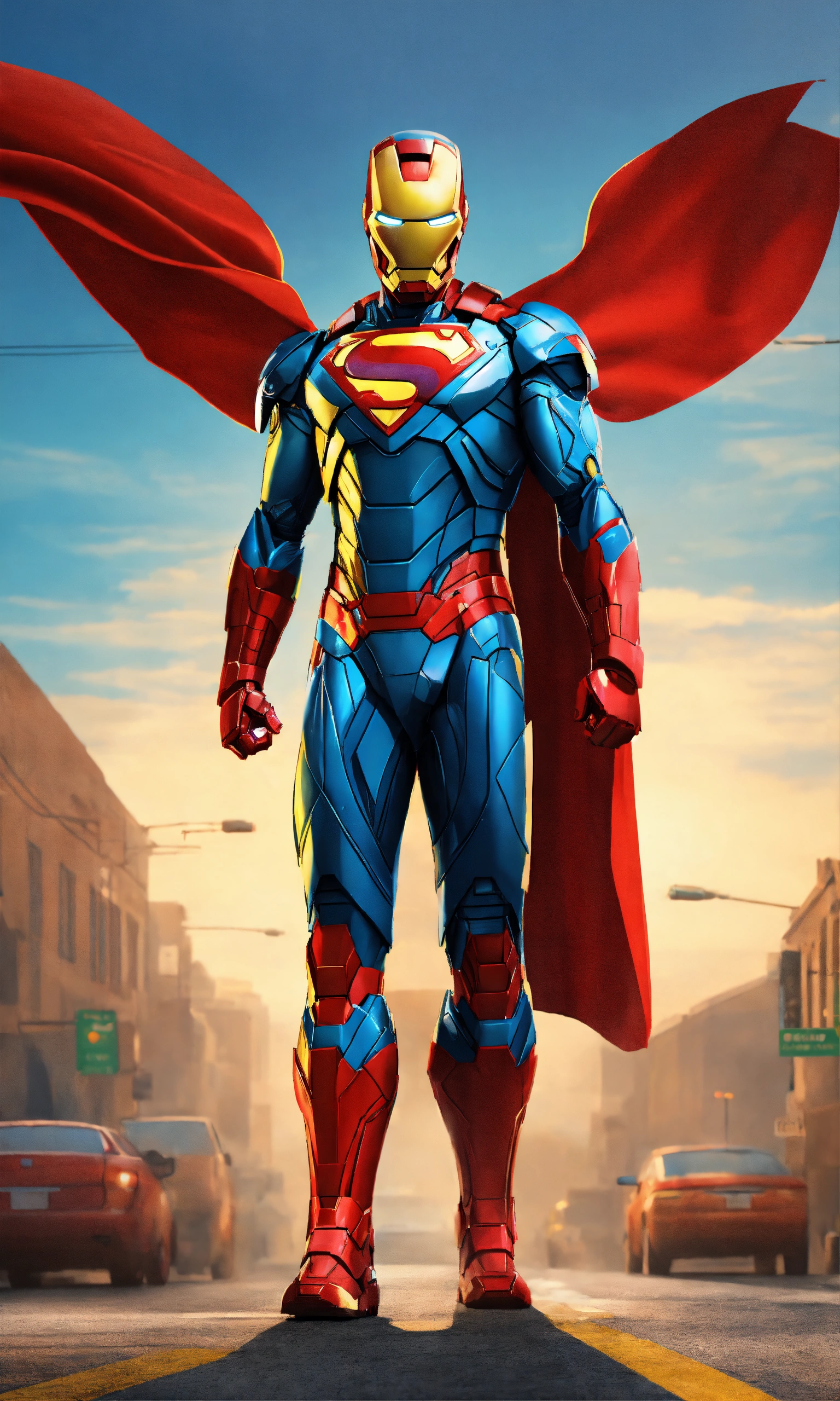 Lexica Iron Man As Superman Full Body Colorful Background Blue