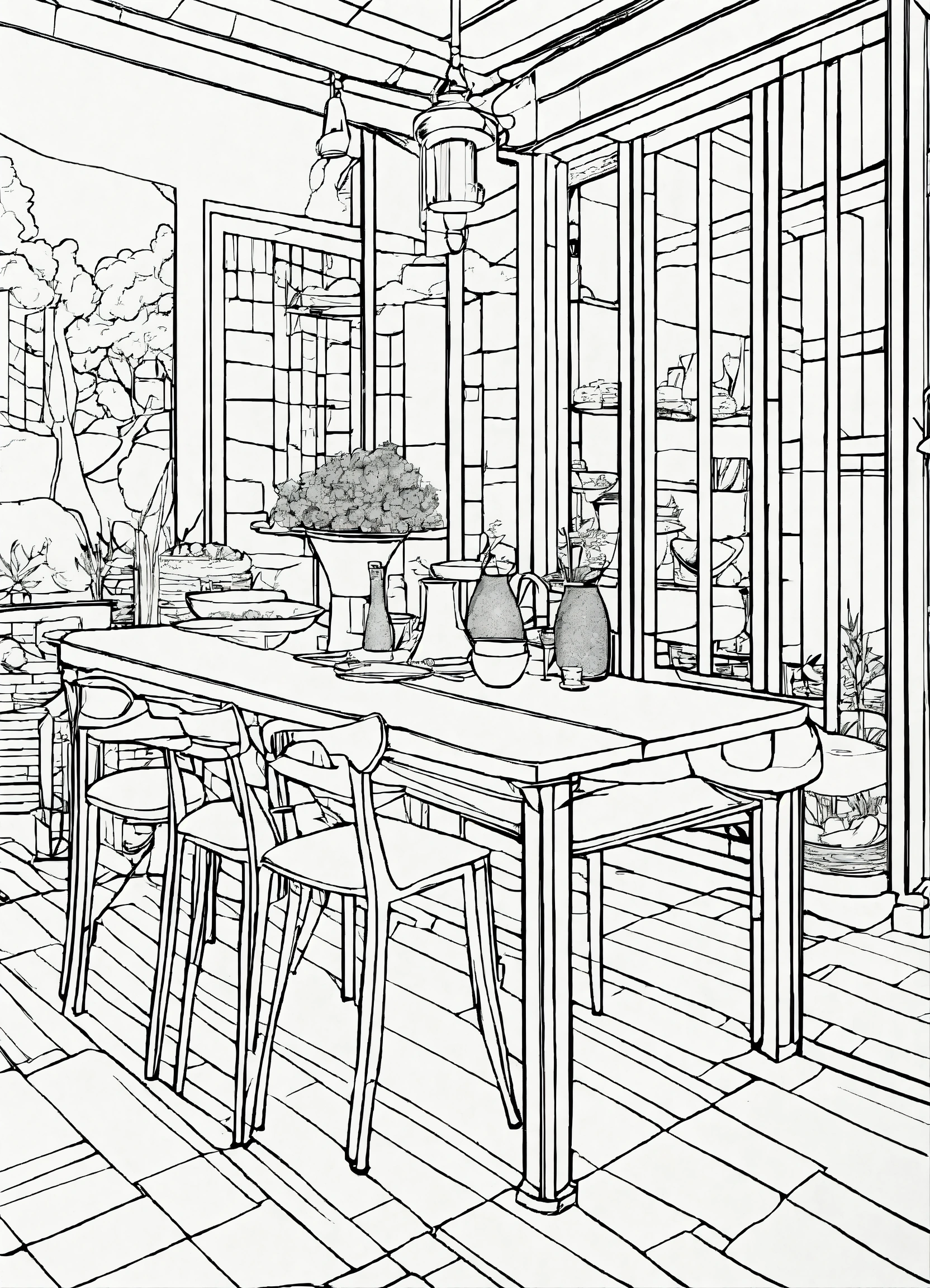 Lexica Coloring Page For Adults Bold Lines Dark Lines Table