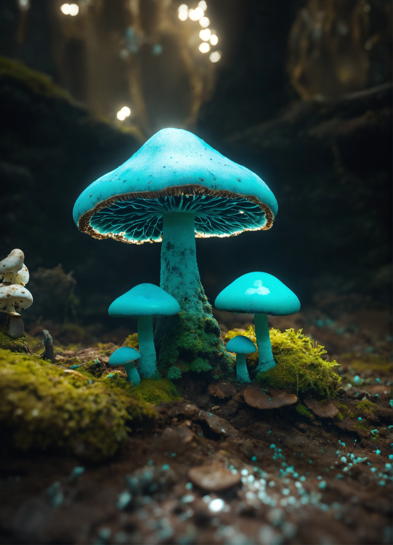 Lexica Turquoise Mushroom With Mycelium Growing Underground Unreal