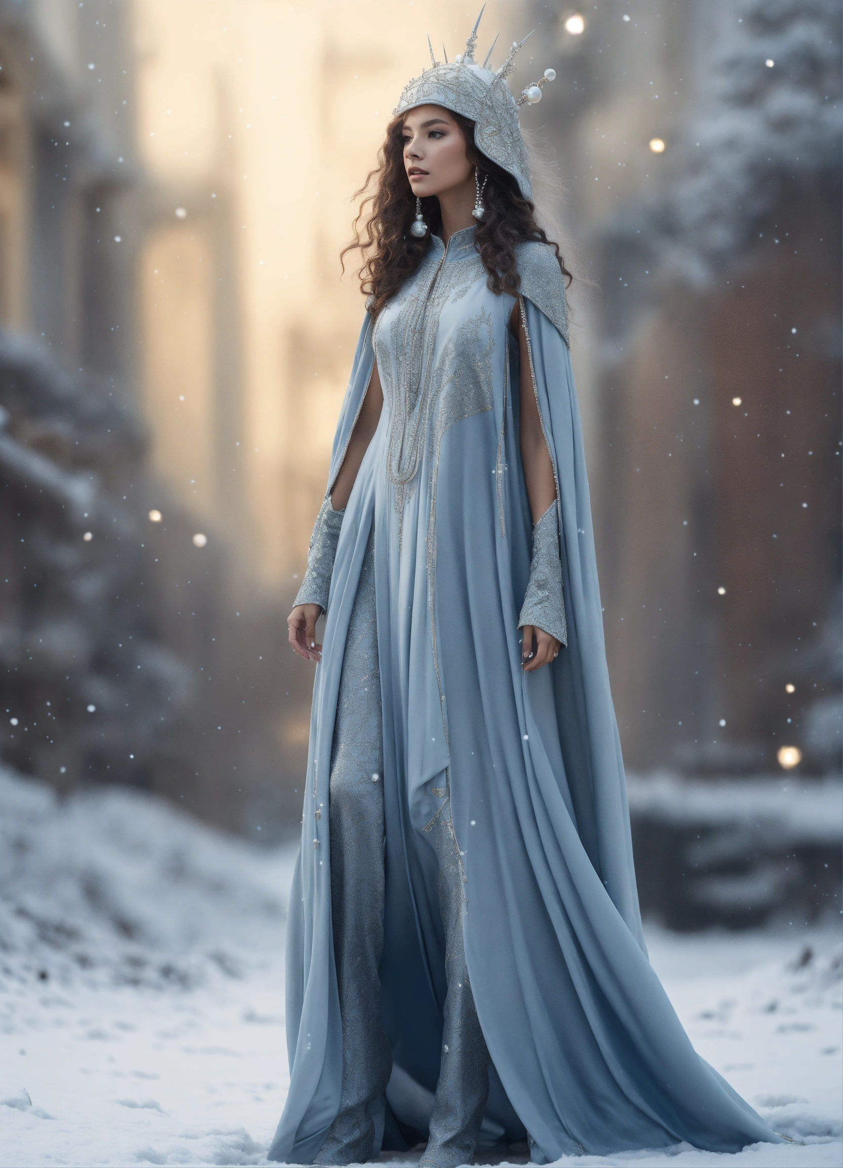 Lexica A Alien Woman With A Long Beutiful Dress Winter Cape