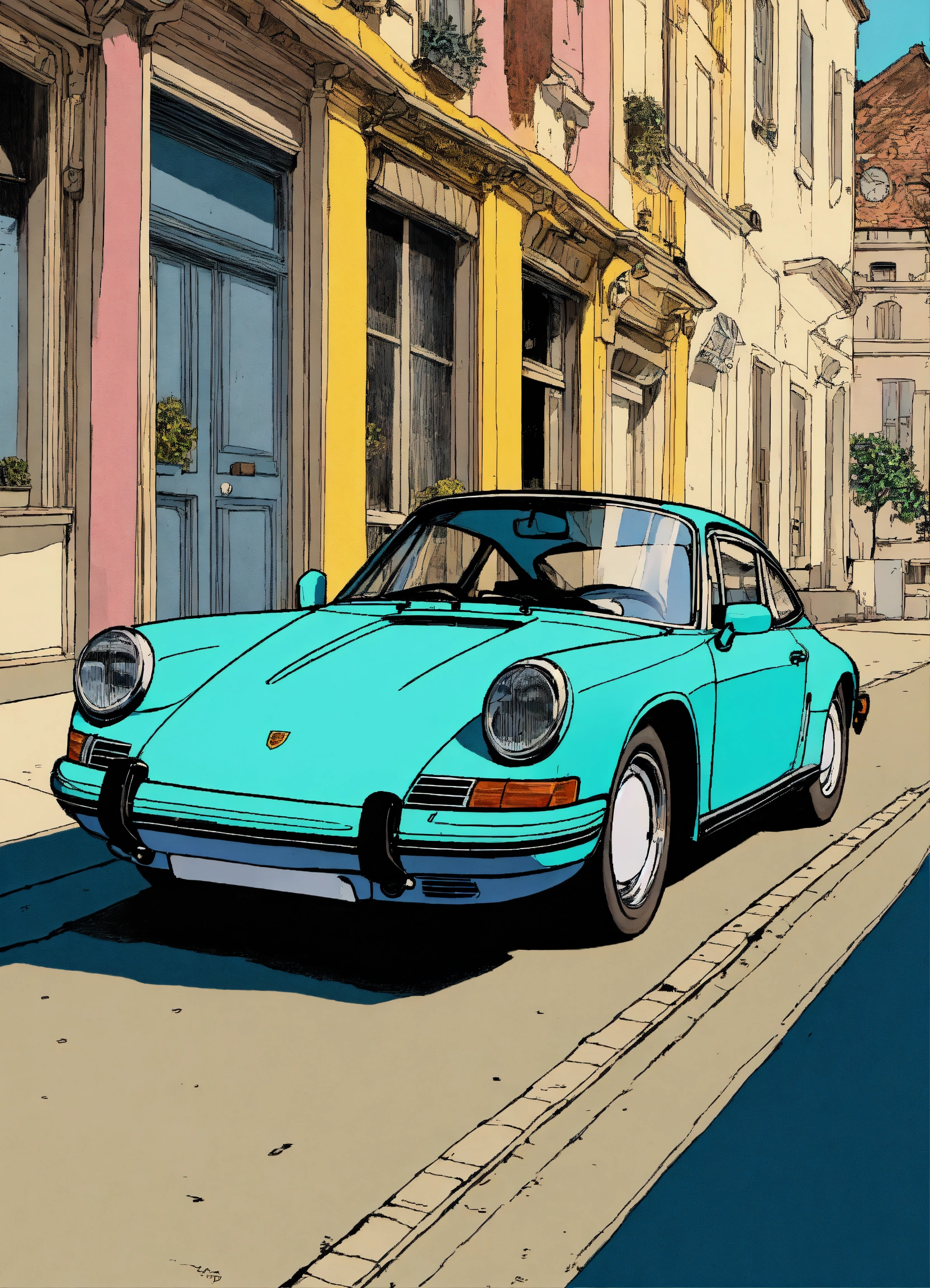 Lexica Detailed Pen And Ink Illustration Of Porsche Bright Color Of