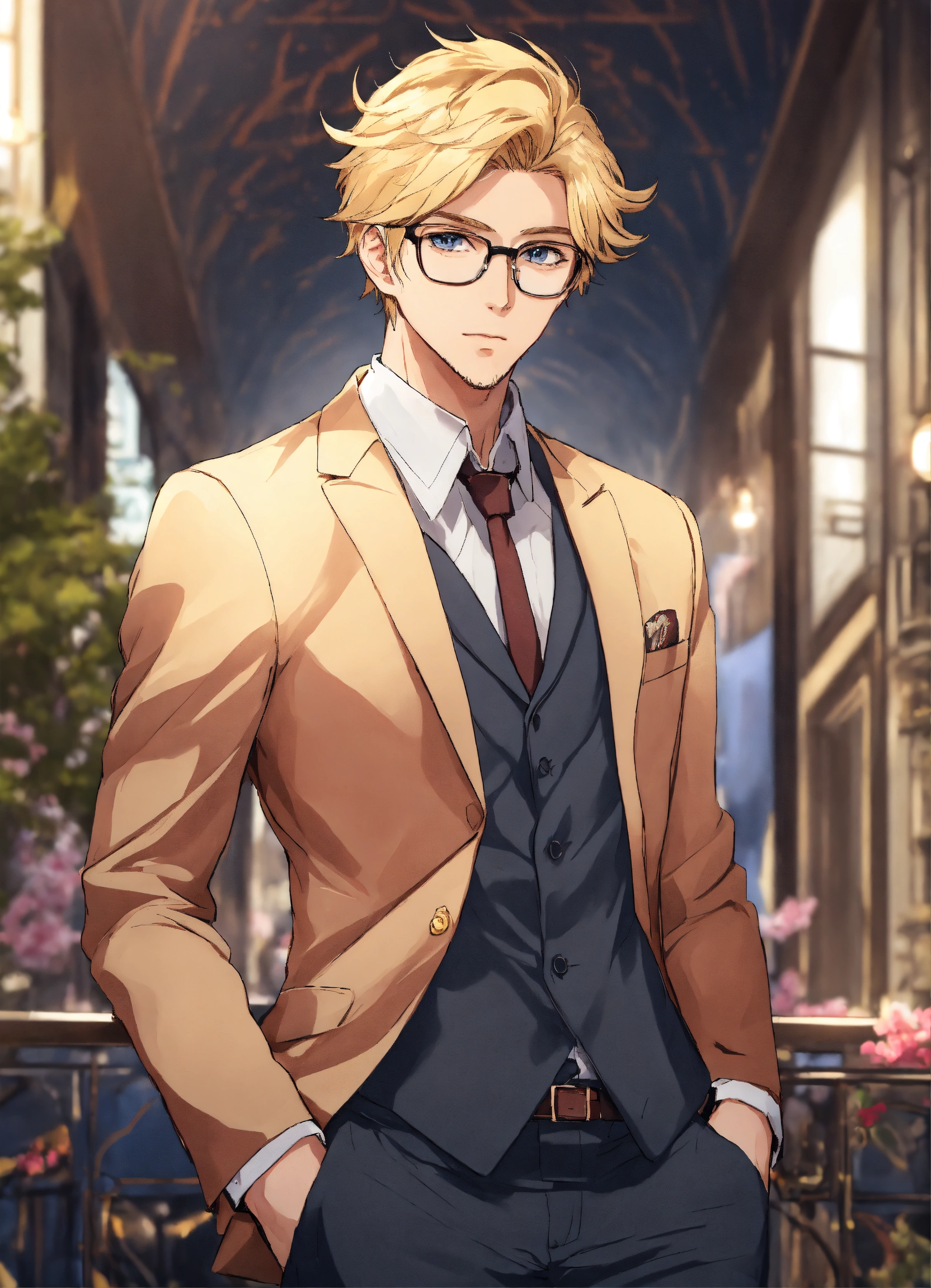 Lexica Blonde Anime Man With A Short Beard Stylish Suit And Wearing