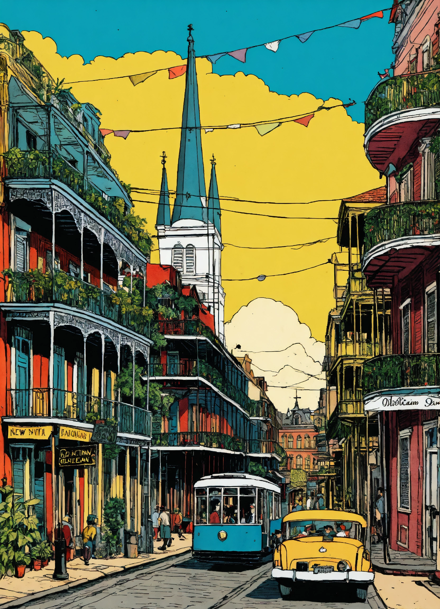 Lexica Detailed Pen And Ink Illustration Of New Orleans By Herge In