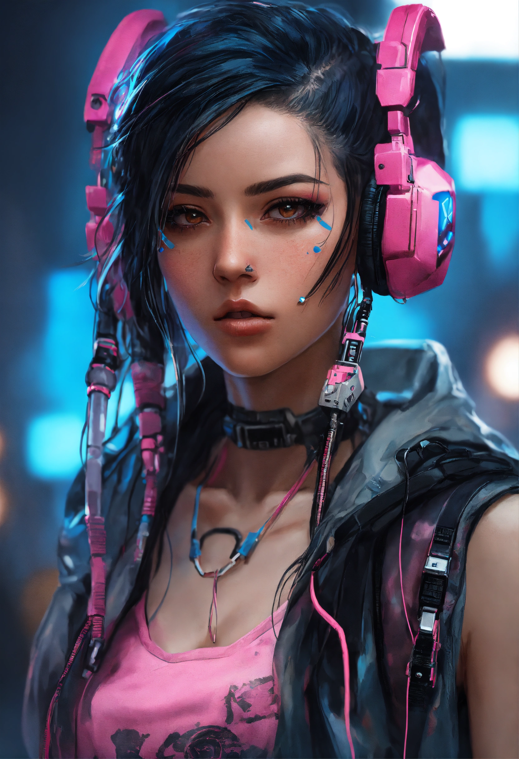 Lexica Highly Detailed Portrait Of A Cyberpunk Woman With Two