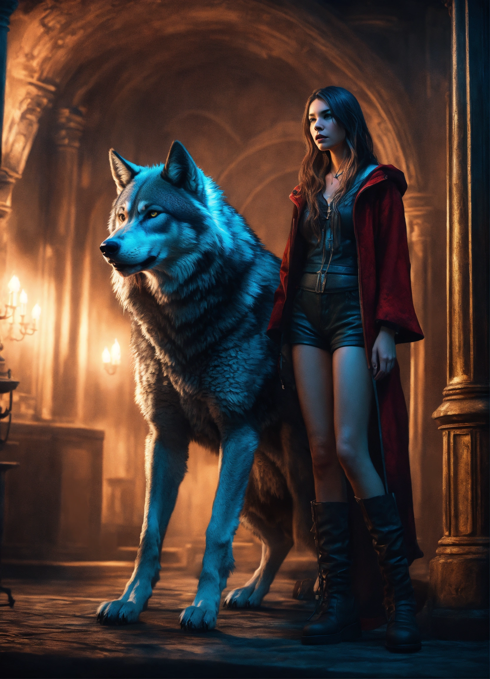 Lexica Beautiful Full Body Girl In Werewolf Academy With A Wolf