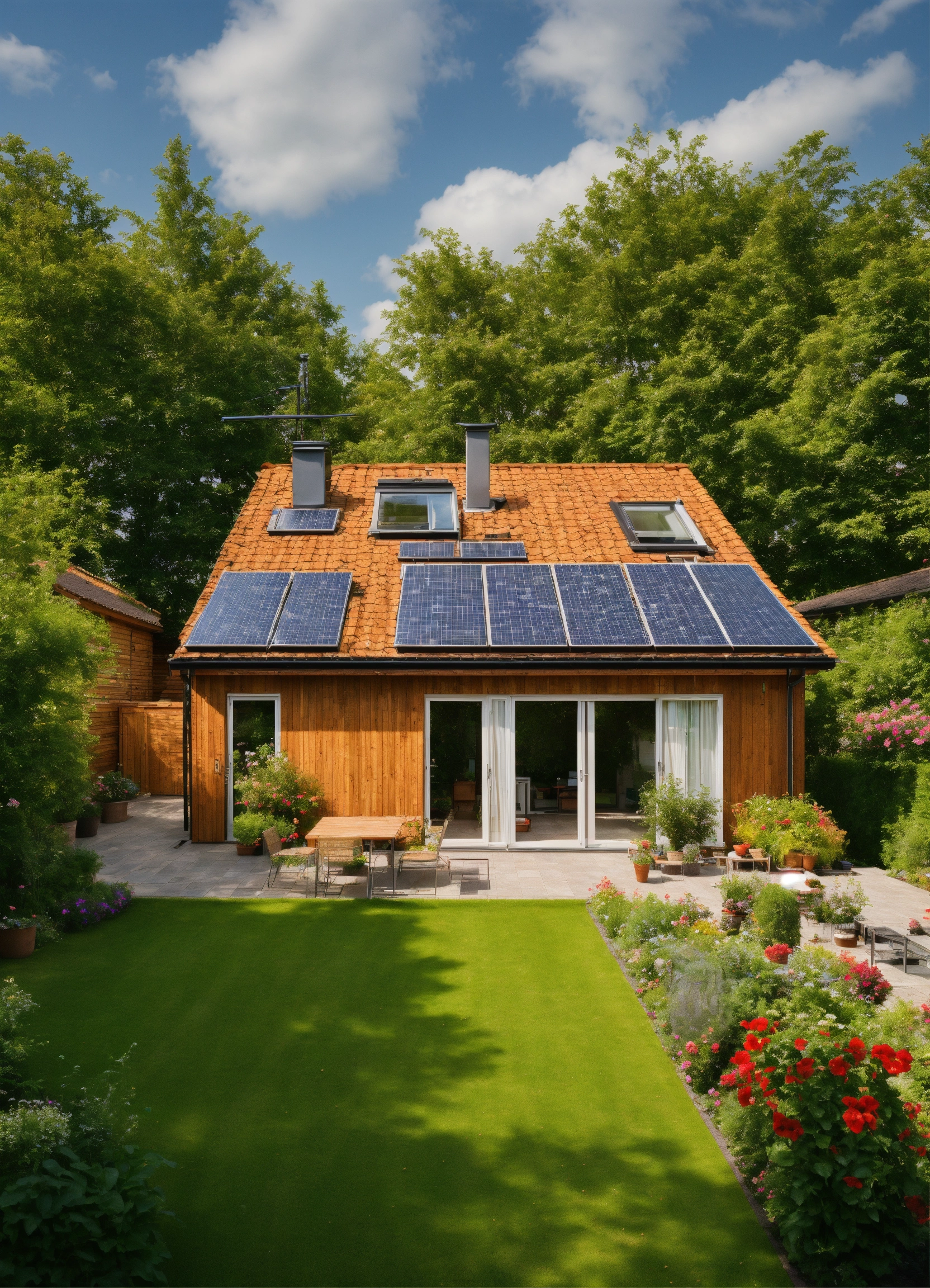 Lexica House With Photovoltaik System On The Roof With Garden Bright