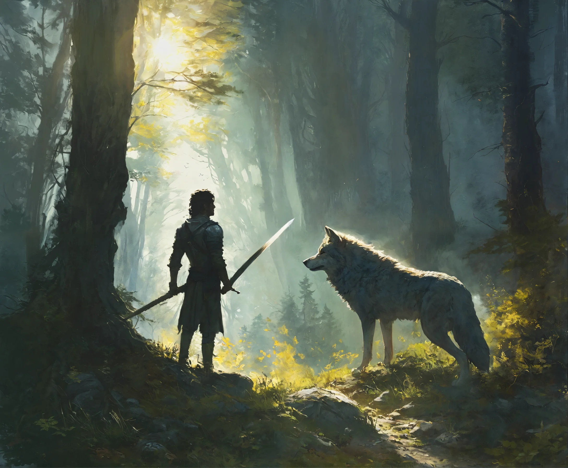 Lexica In A Quiet Forest Where Sunlight Danced Hero Held A Sword In