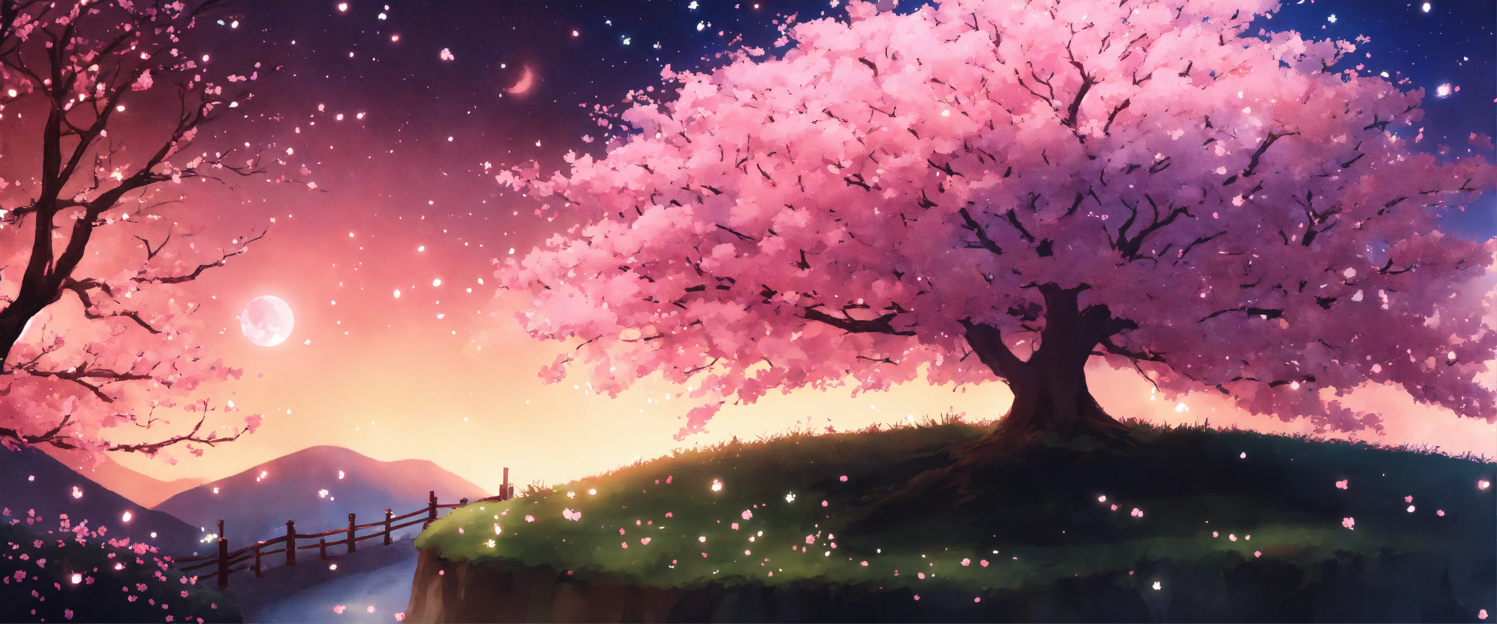 Lexica A Pink Cherry Blossom Tree Pink And White Magical Glowing