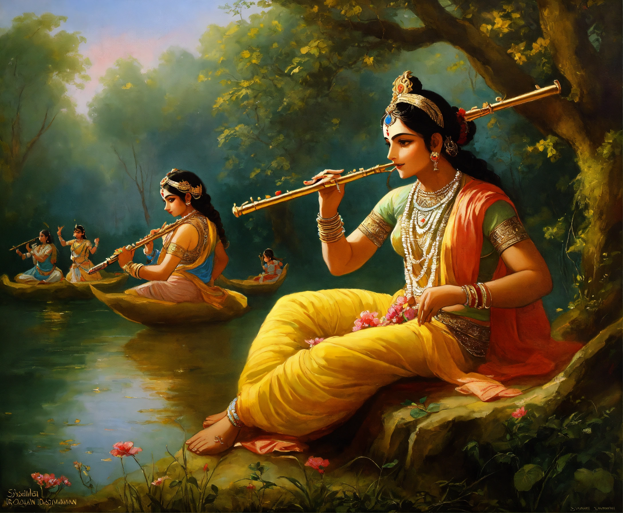 Lexica Lord Krishna Playing The Flute Gopi Indian Forest Beautiful