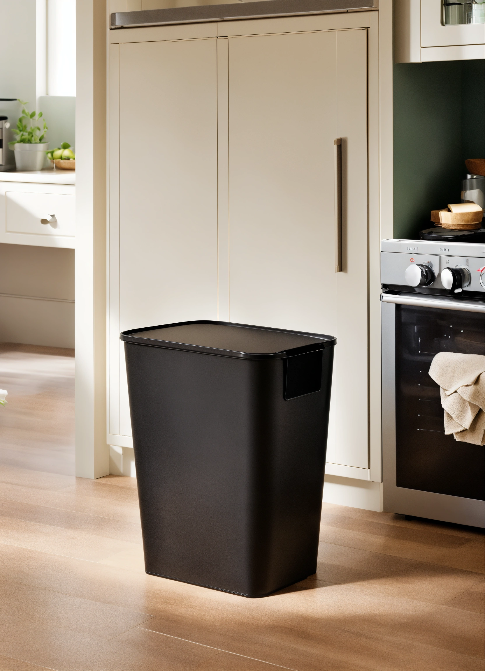 Lexica Aesthetic Bin Black Flip Top Bin Kitchen Small Neat