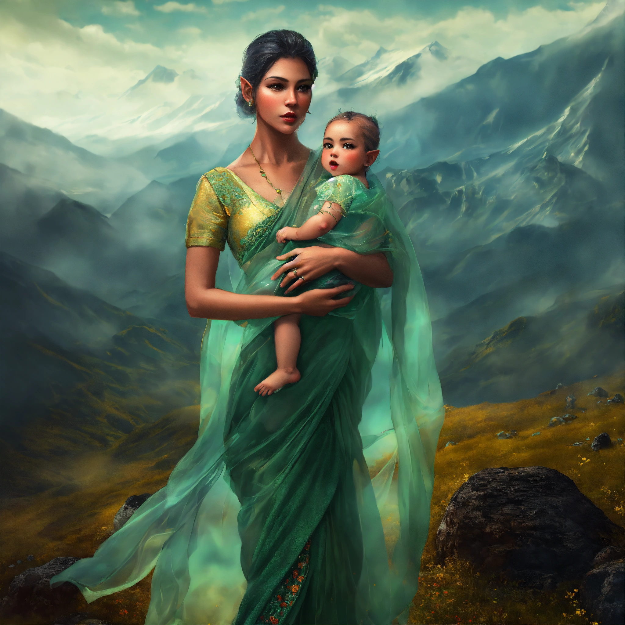 Lexica Surreal Digital Art Women Portrait With Transparent Saree