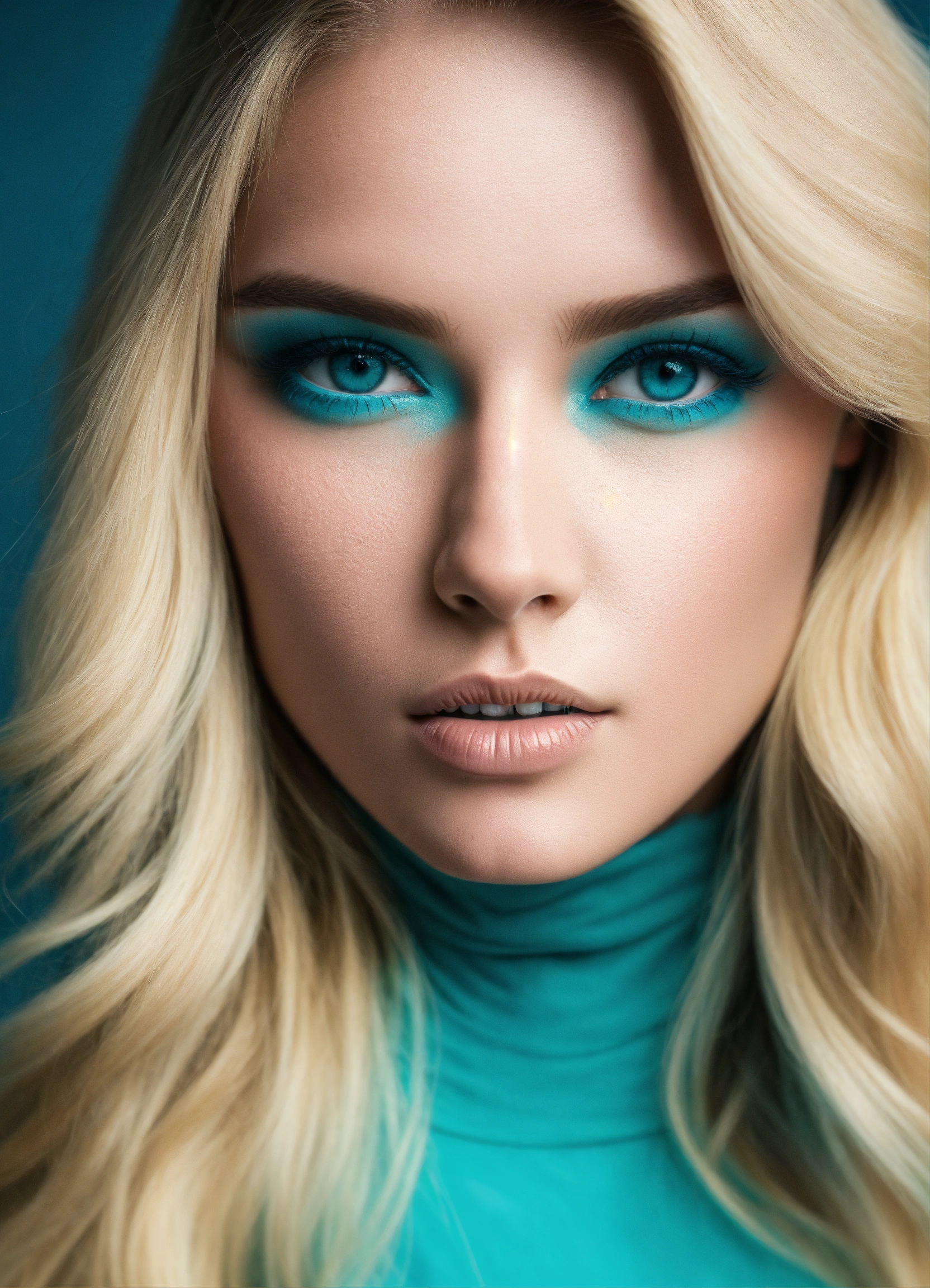 Lexica Femme Blonde Magnifique Aux Yeux Bleu Turquoise En Amande