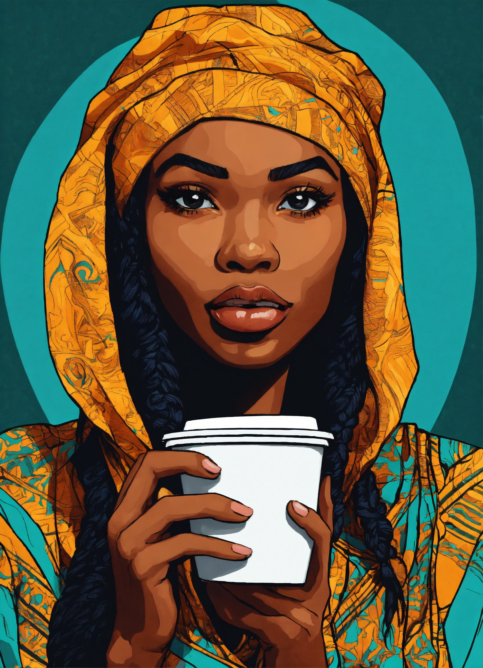 Lexica African American Female Holding A Coffee Cup Hyper Detailed