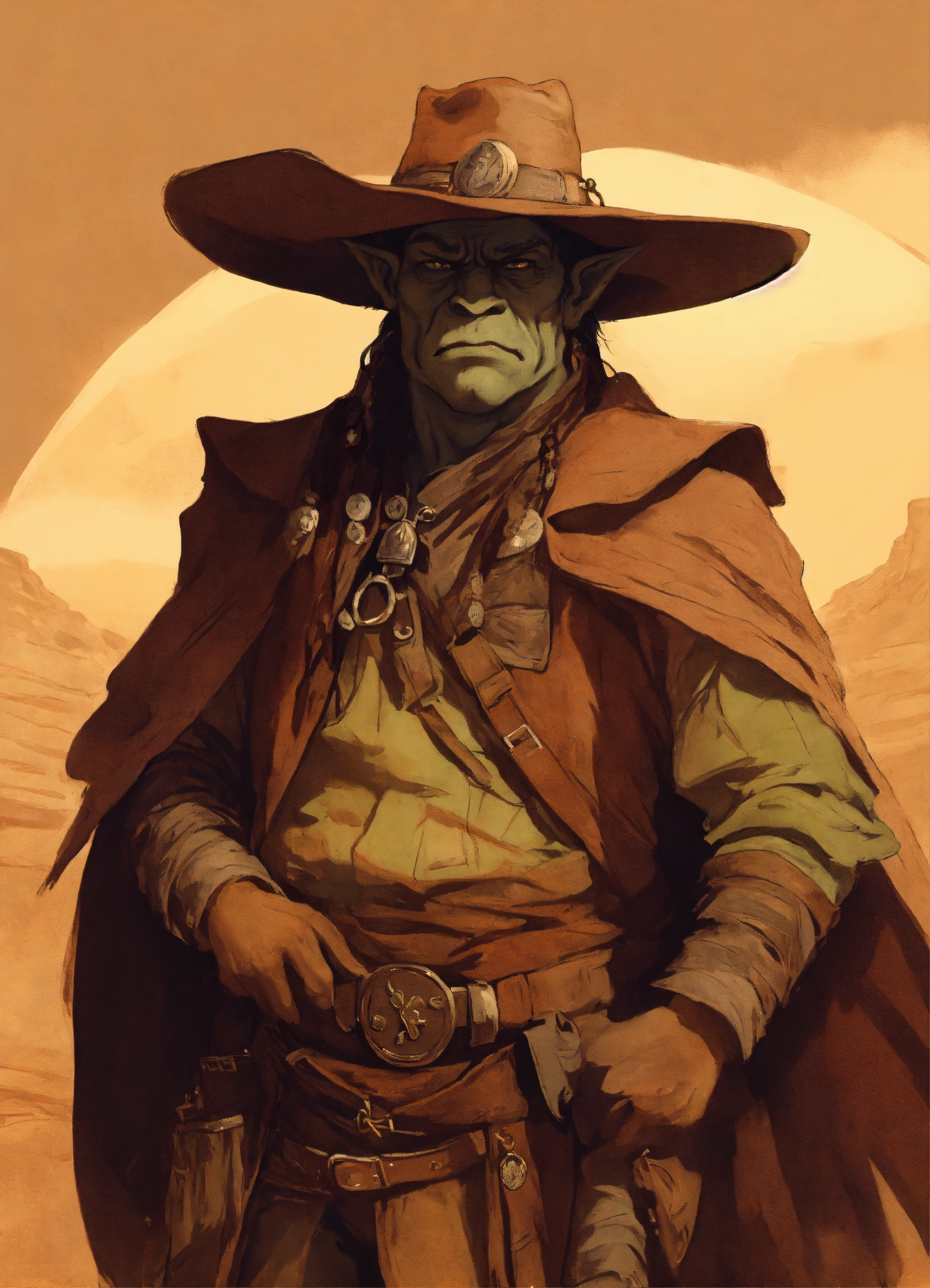 Lexica In The Style Of A Old Sepia Western Painting An Orc Has