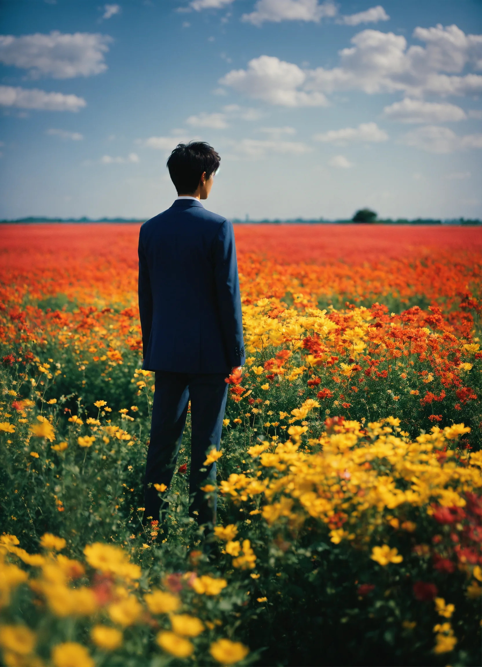 Lexica Happy Shinji Ikari Standing In A Beautiful Field Of Flowers