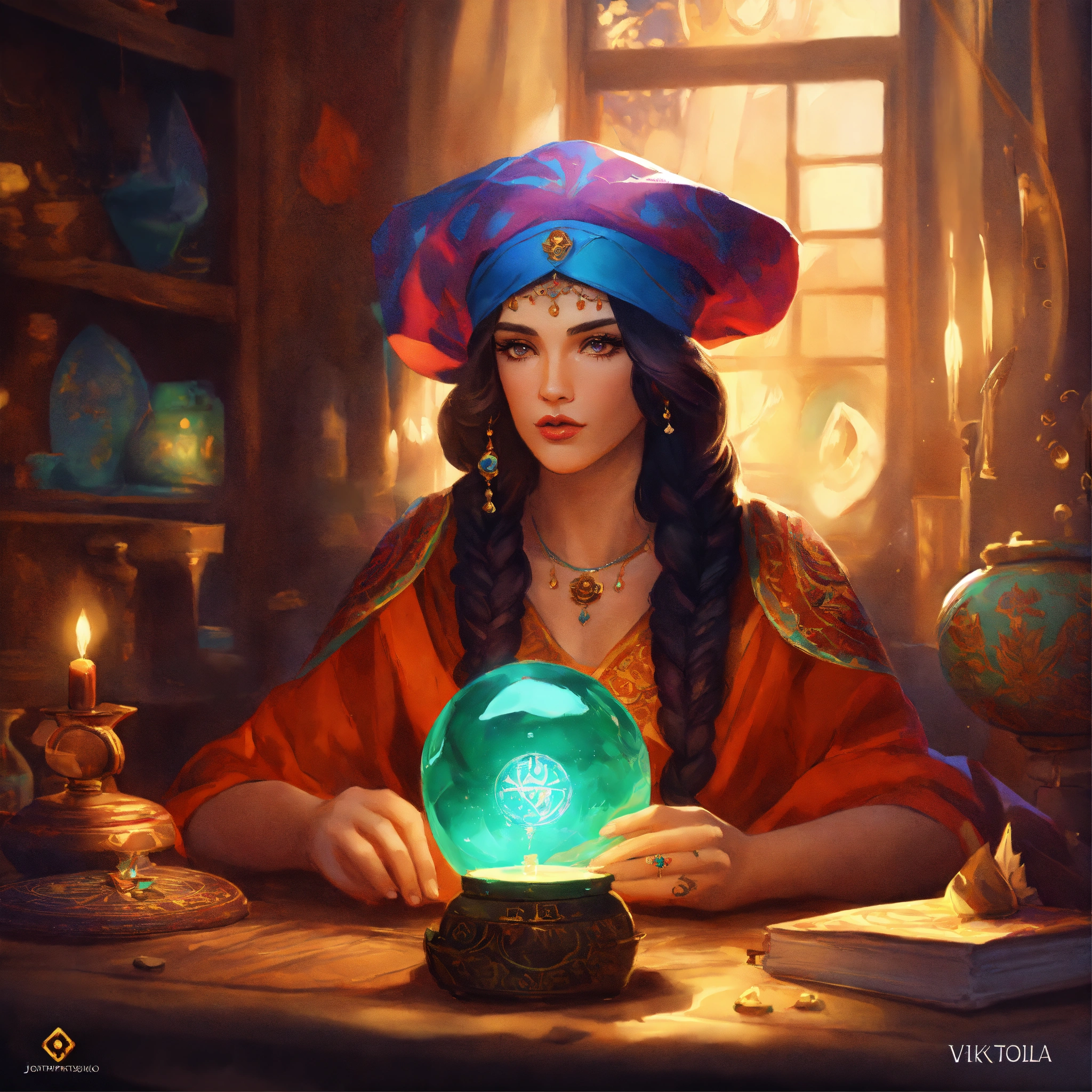 Lexica Fortune Teller Volumetric Cartoon Oil Paint D Book