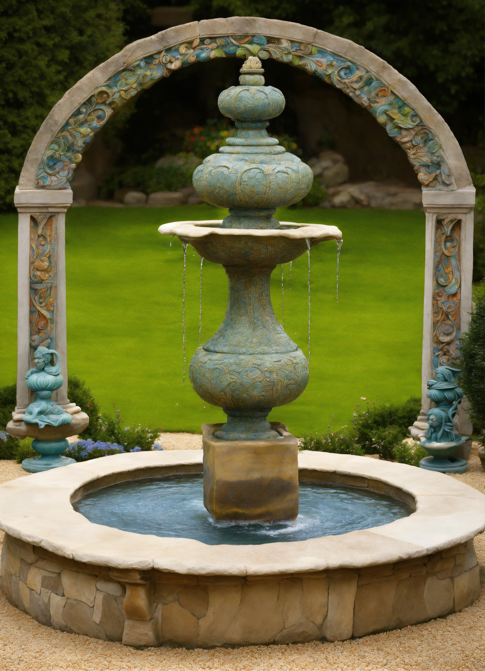 Lexica An Ancient Stone Fountain Hand Made Meditative Sculptured