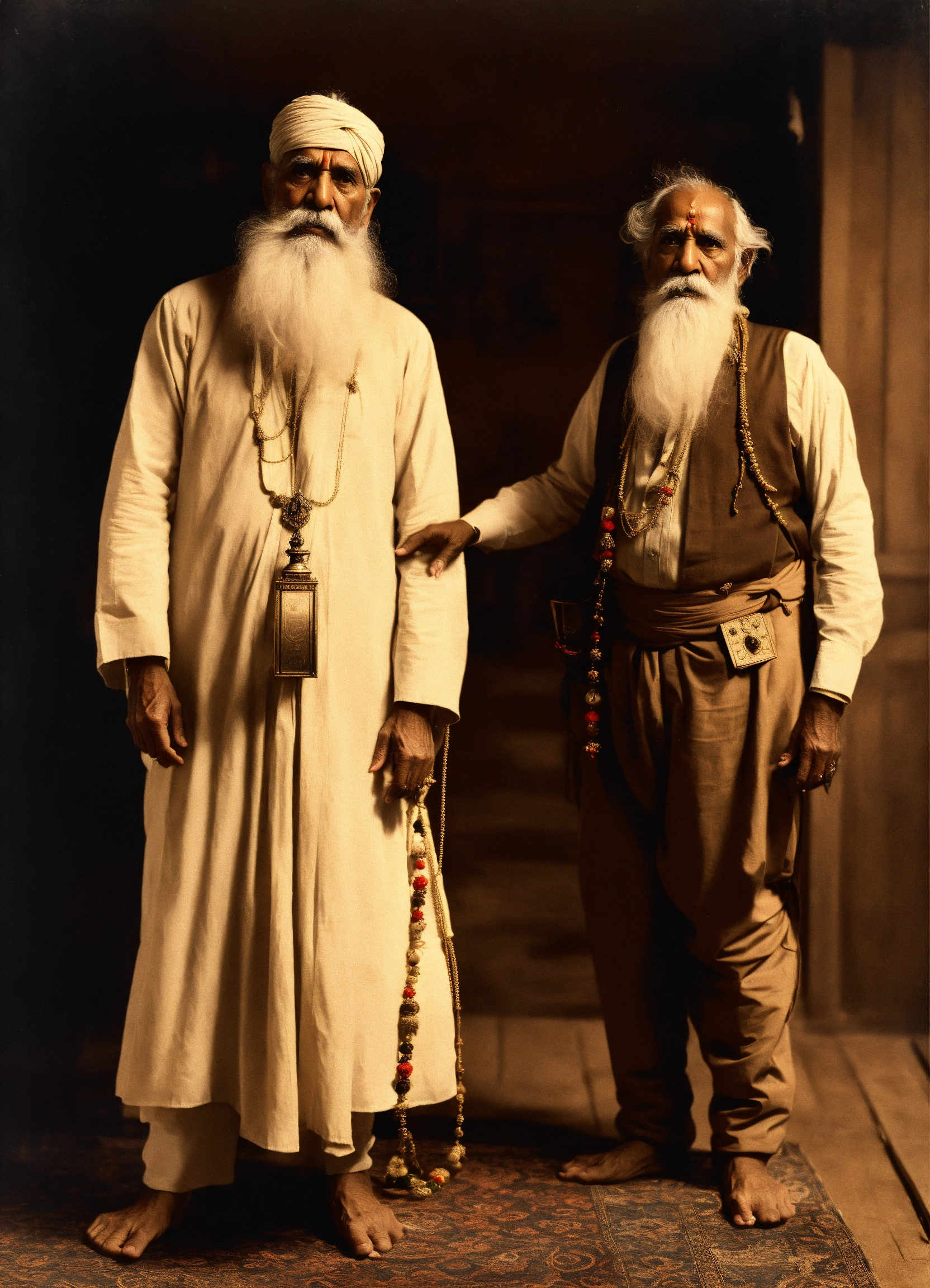 Lexica Old Man Wearing Hindu Fakir With A Turbant Standing Next To