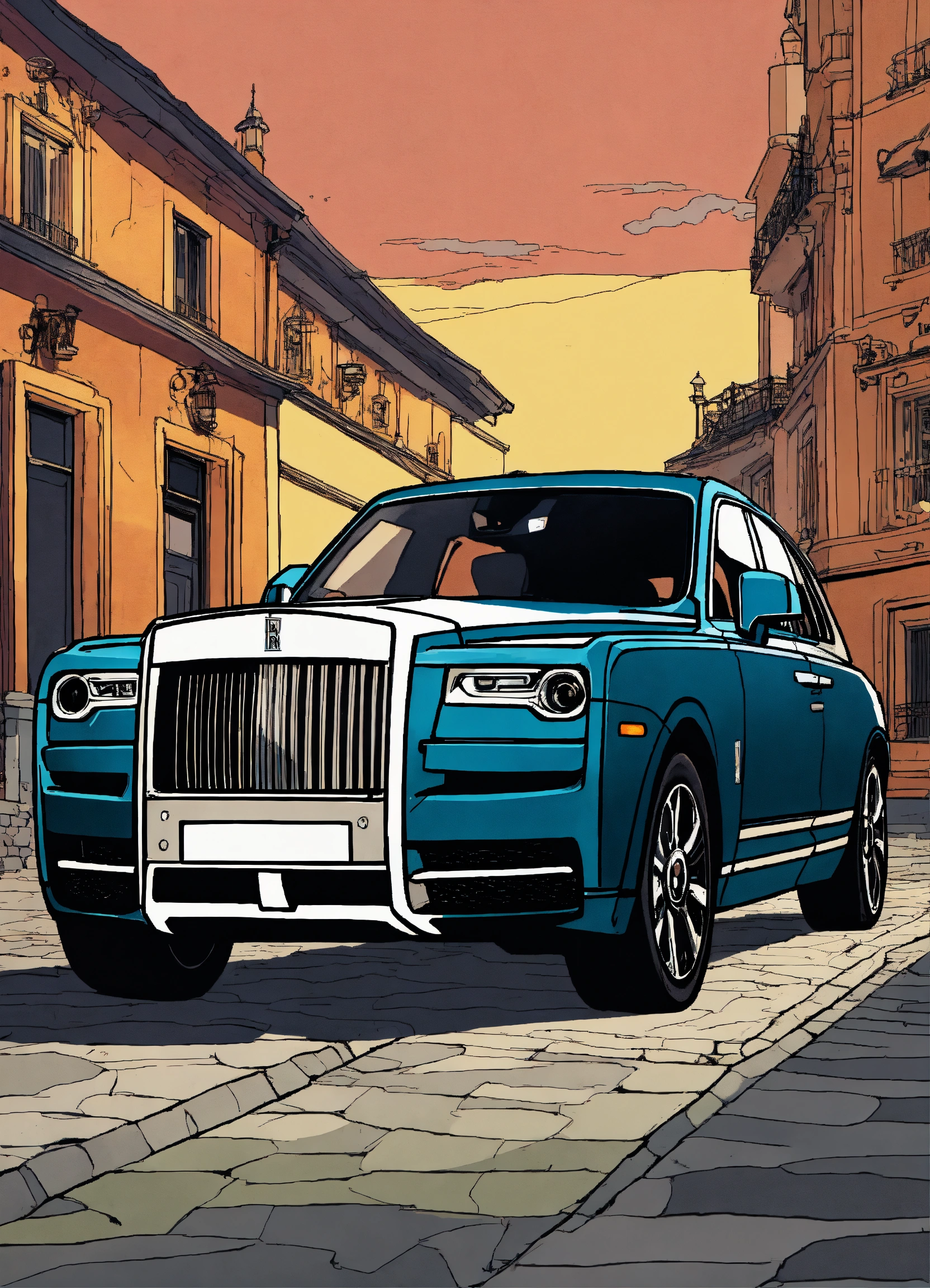 Lexica Detailed Pen And Ink Illustration Of Rolls Royce Cullinan