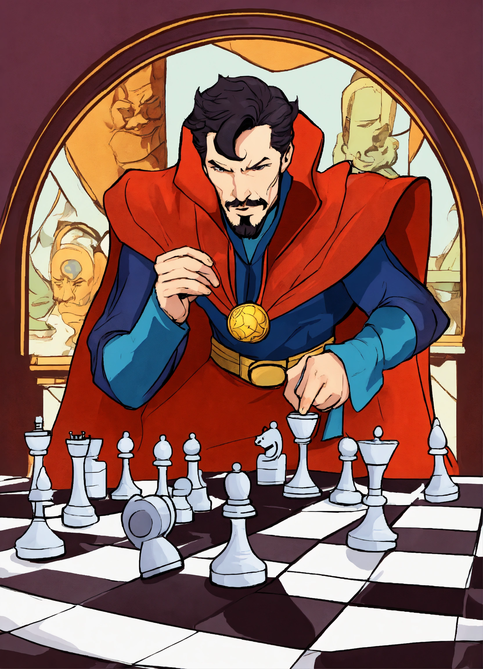 Lexica Doctor Strange Playing Chess Cartoon Style