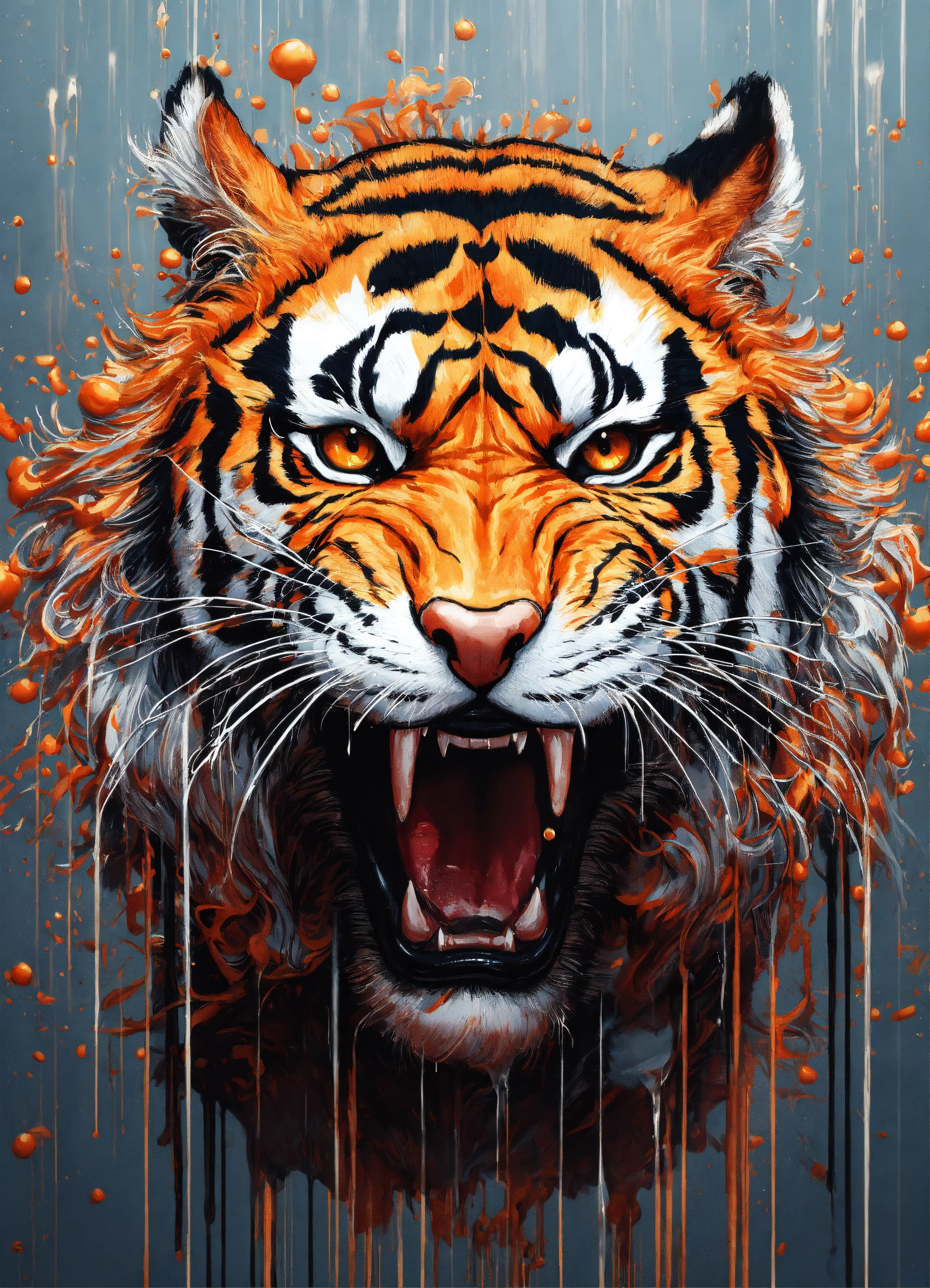 Lexica Octrender K Hyperreal Hr Giger Angry Tiger With Dripping