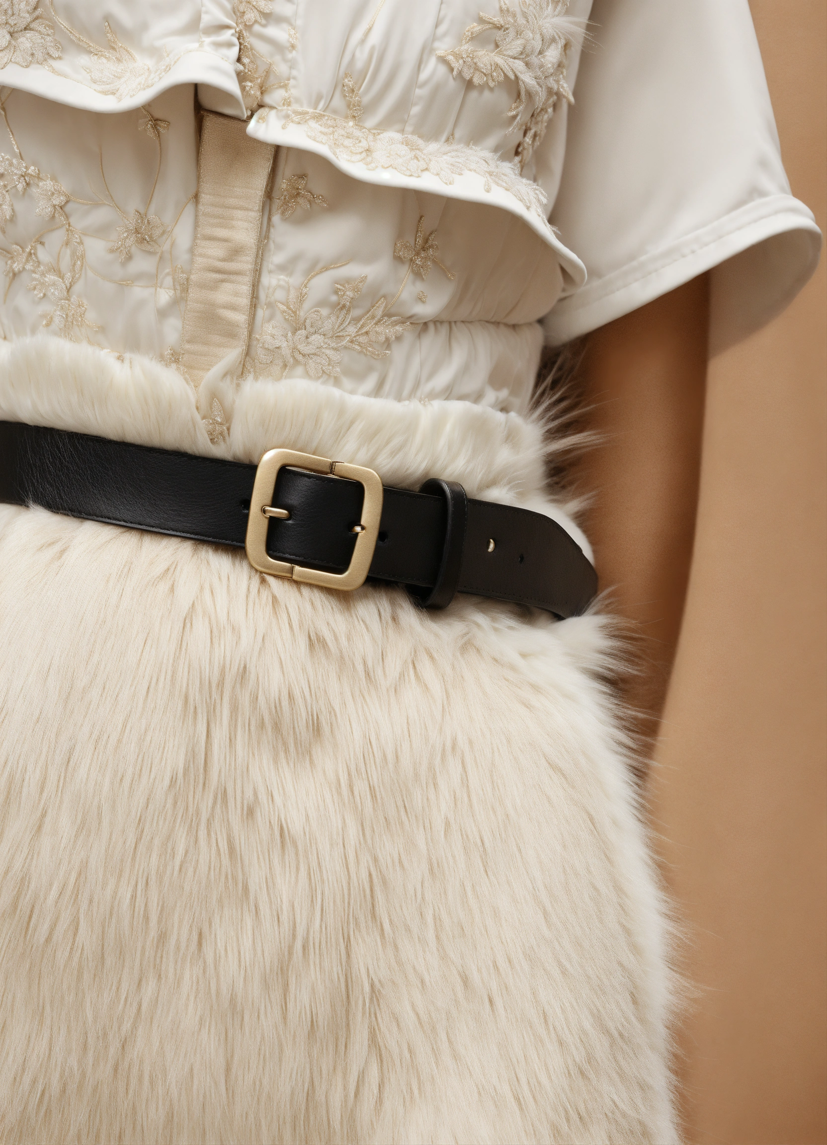 Lexica Fur Belt White Close Up No Background