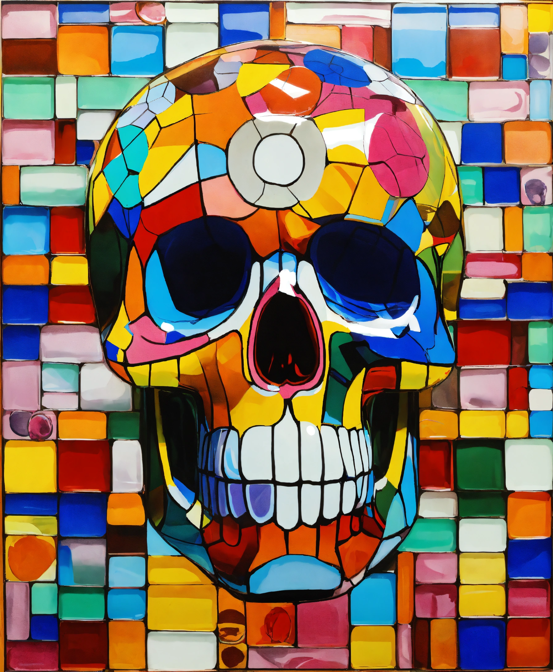 Lexica Mexican Skull Glass Pop Art Cubist Murakami Jeff Koons