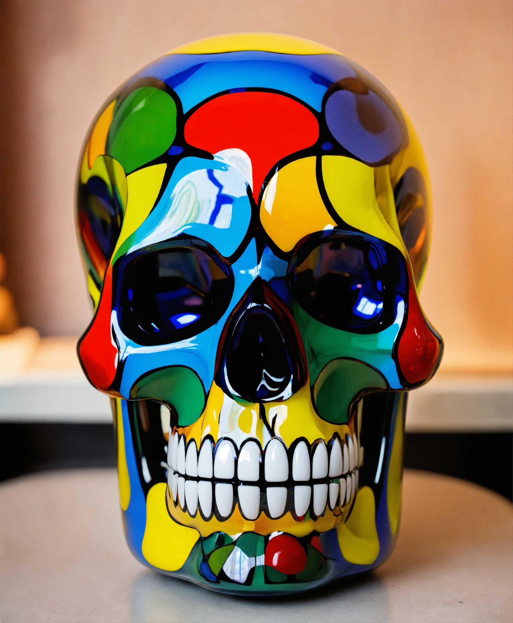 Lexica Mexican Skull Glass Pop Art Cubist Murakami Jeff Koons