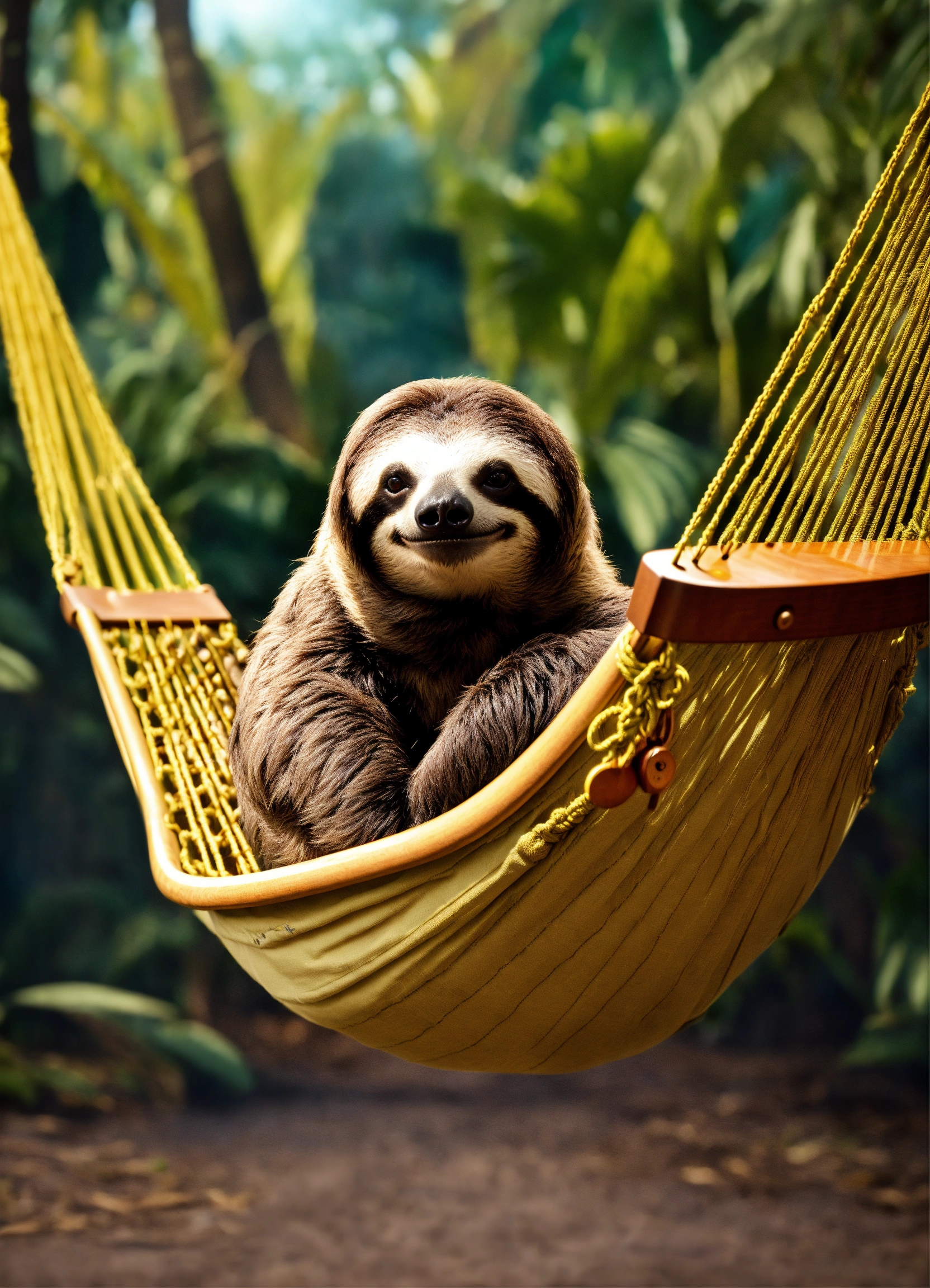 Lexica A Sloth In A Hammock Playing The Guitar Hyper Realism