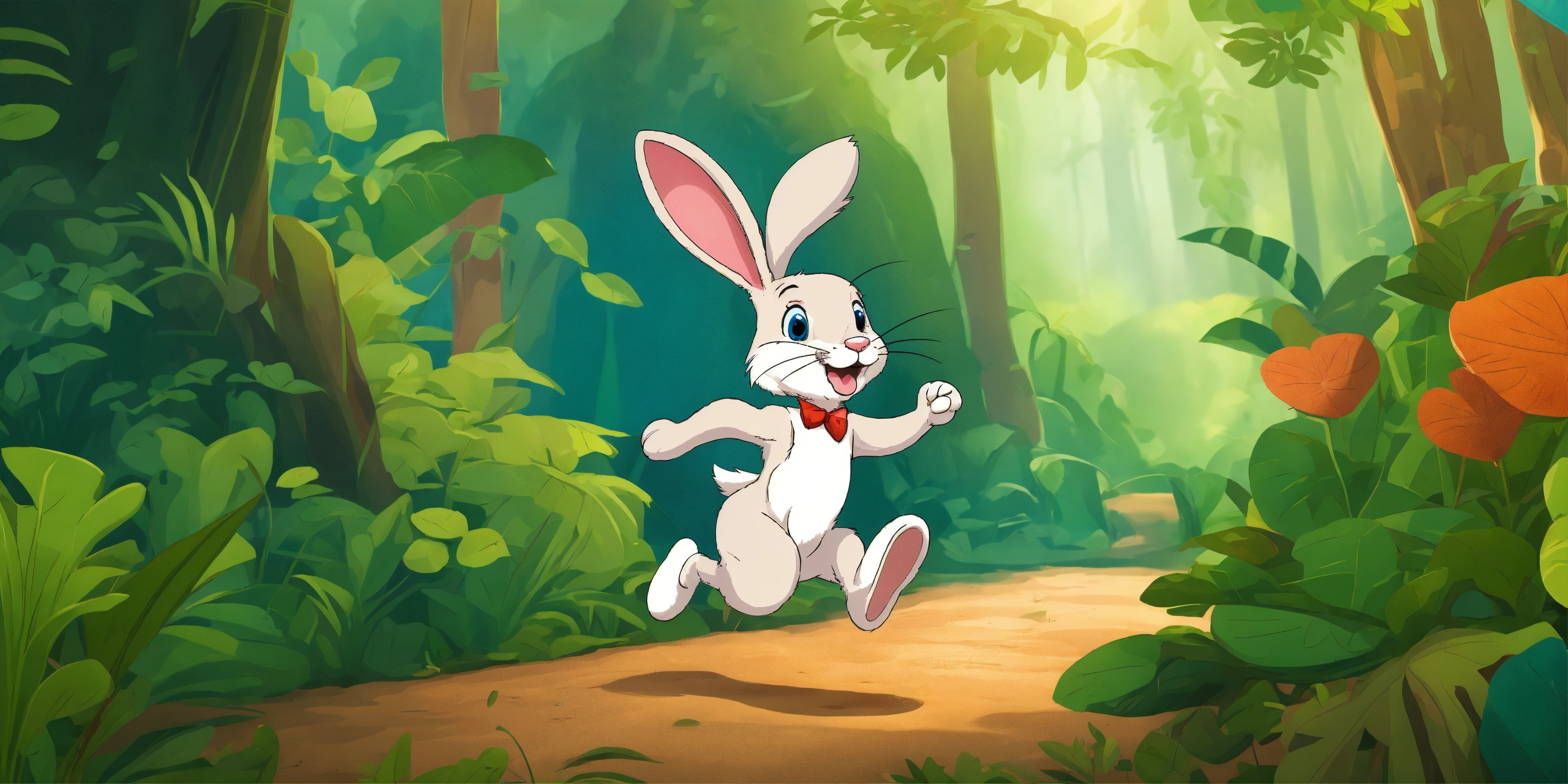 Lexica Cartoon Rabbit Running In Jungle