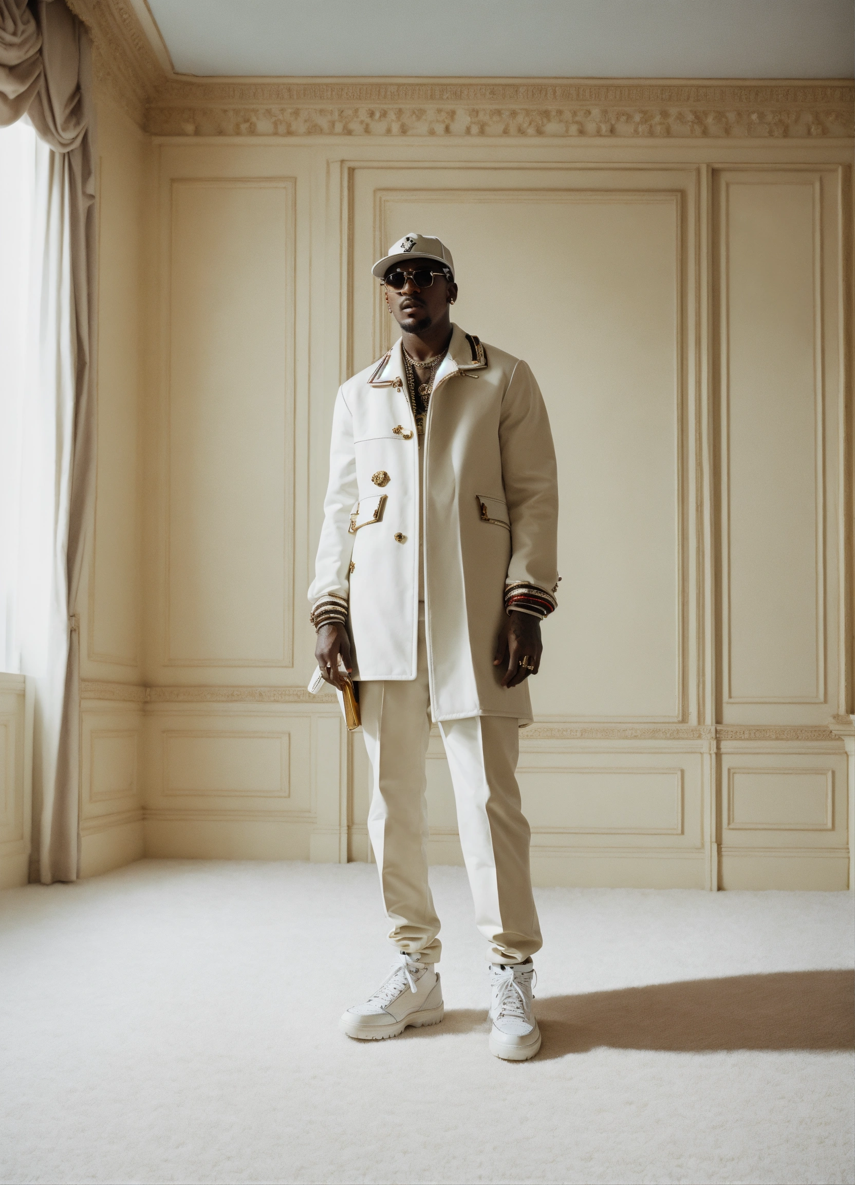 Lexica Skepta Standing On White Carpet Inside Of Bedroom All White