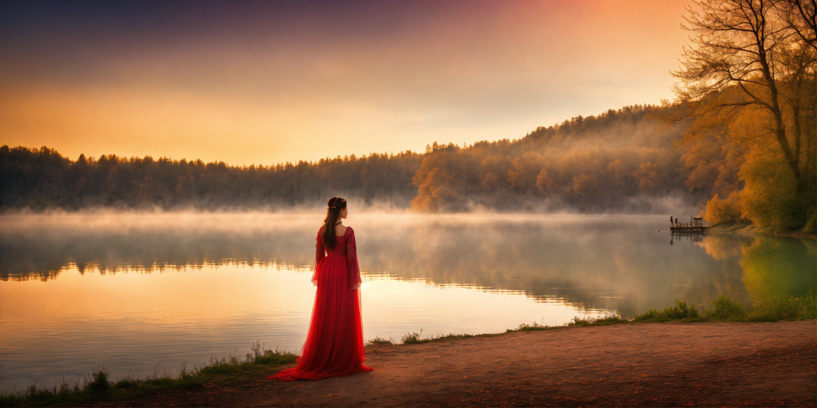 Lexica Lac Avec De La Brume Ambiance Mystique Et Magique Une Femme