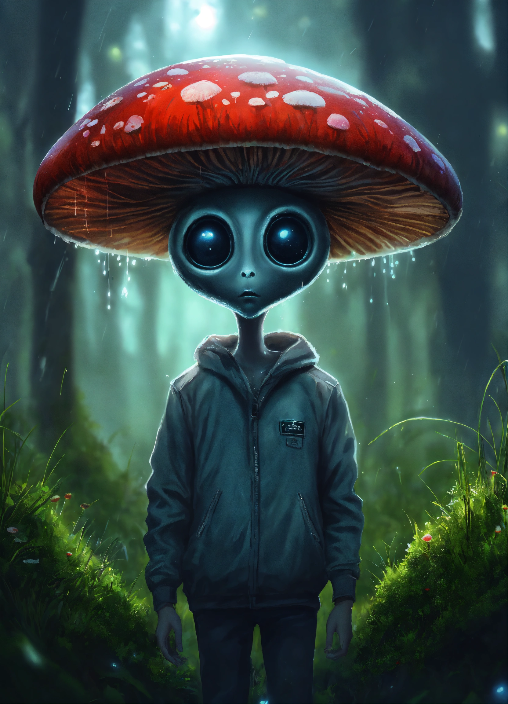 Lexica A Grey Alien Big Eyes Blacks Like A Globin Mushrooms