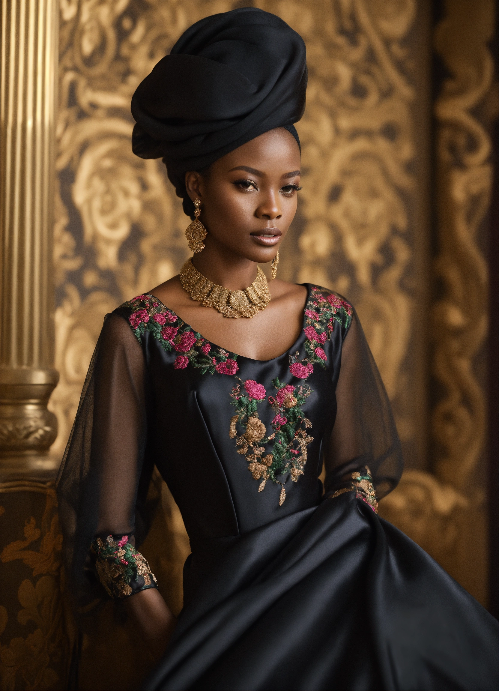 Lexica A Chic African American Fashion Model Wearing A Modest