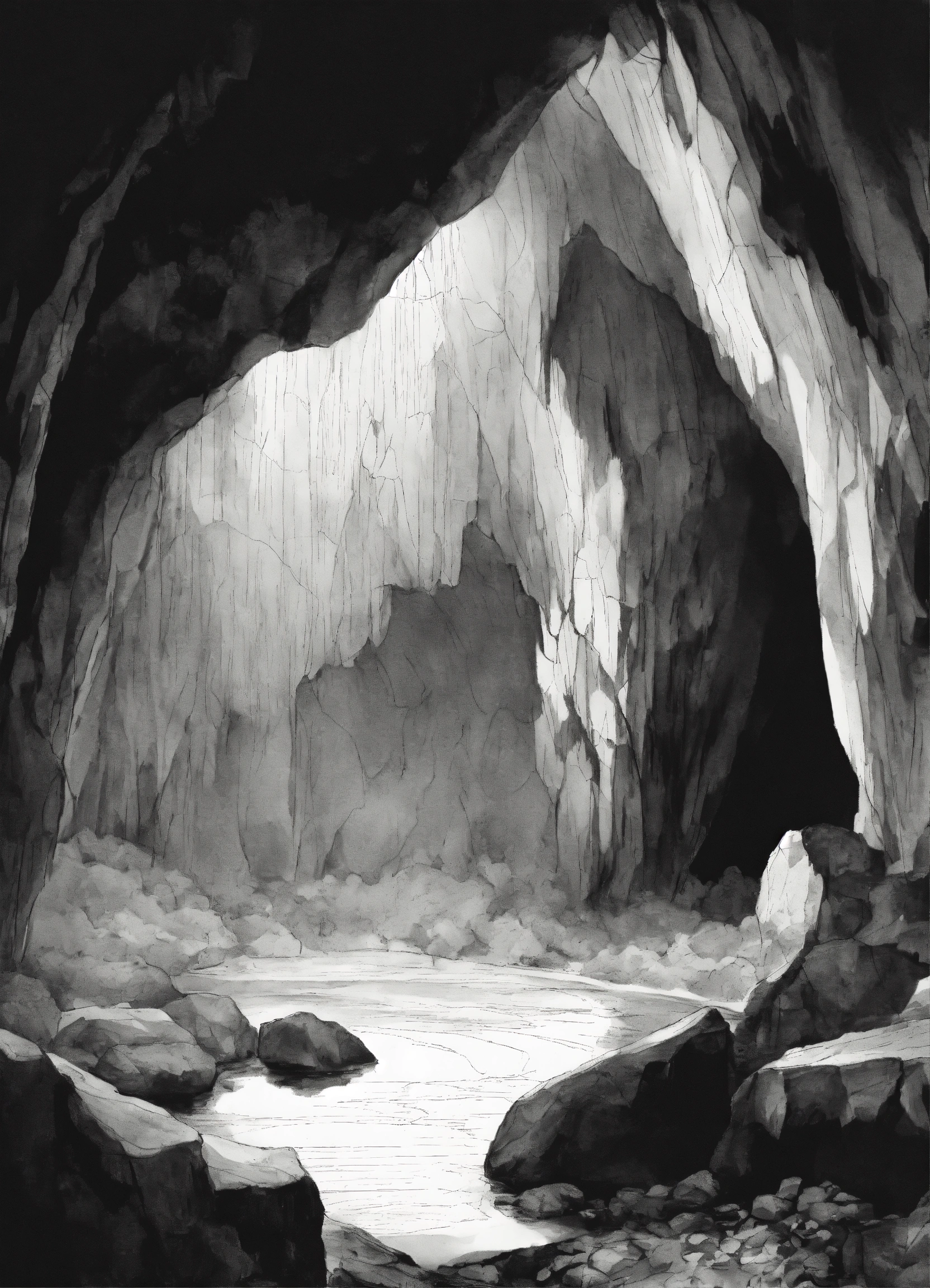 Lexica Black And White Drawing Of A Cave