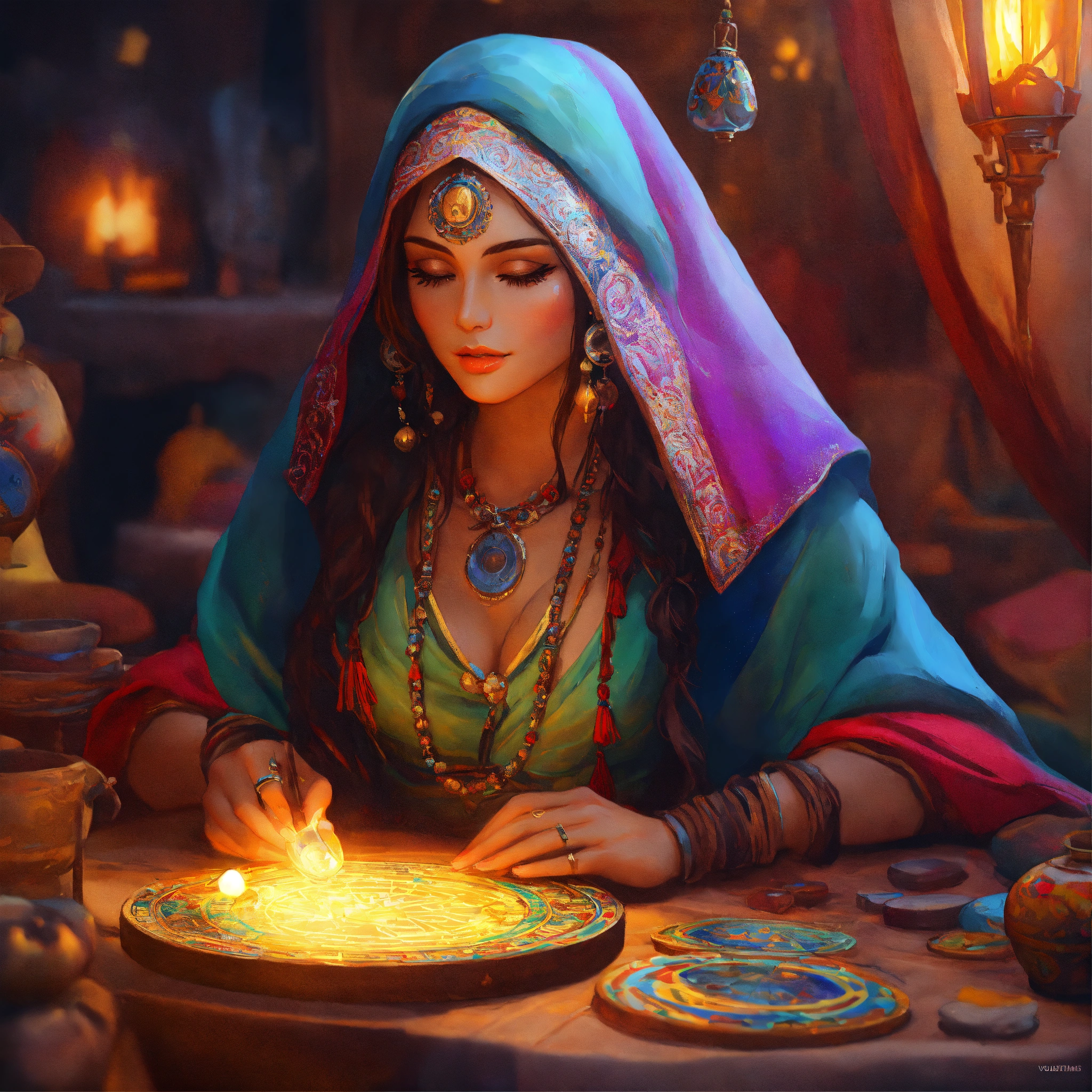 Lexica Fortune Teller Cute Gipsy Woman Volumetric Realistic Cartoon