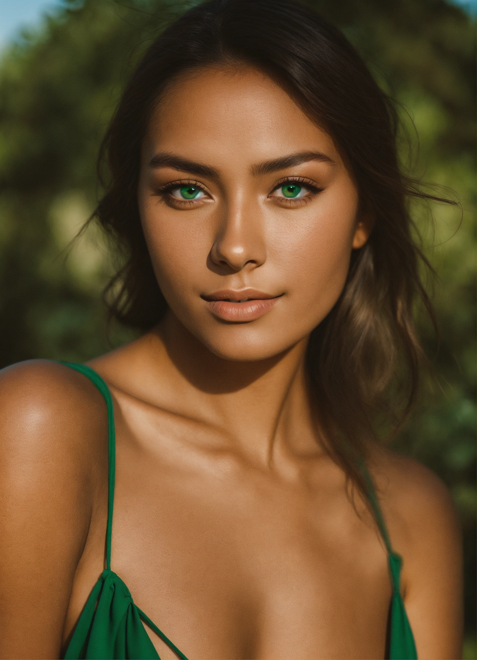 Lexica A Woman With Tan Skin And Green Eyes